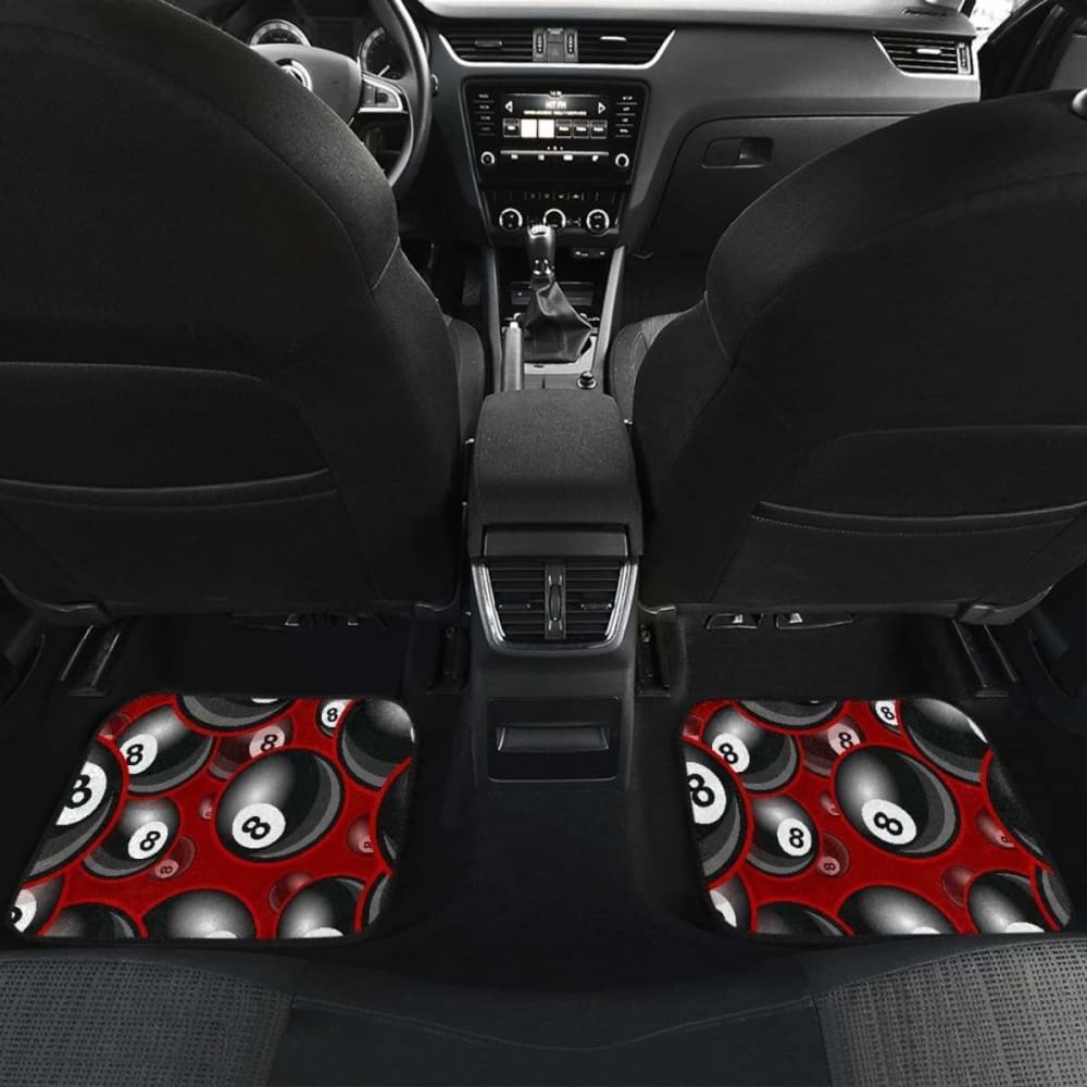 Premium Billiard Ball Pattern Print Car Mats Set of 2 (Front & Back) - Non-Slip Rubber Backing - Universal Fit for Most Vehicles - Perfect for Pool Lovers & Game Room Themed Cars