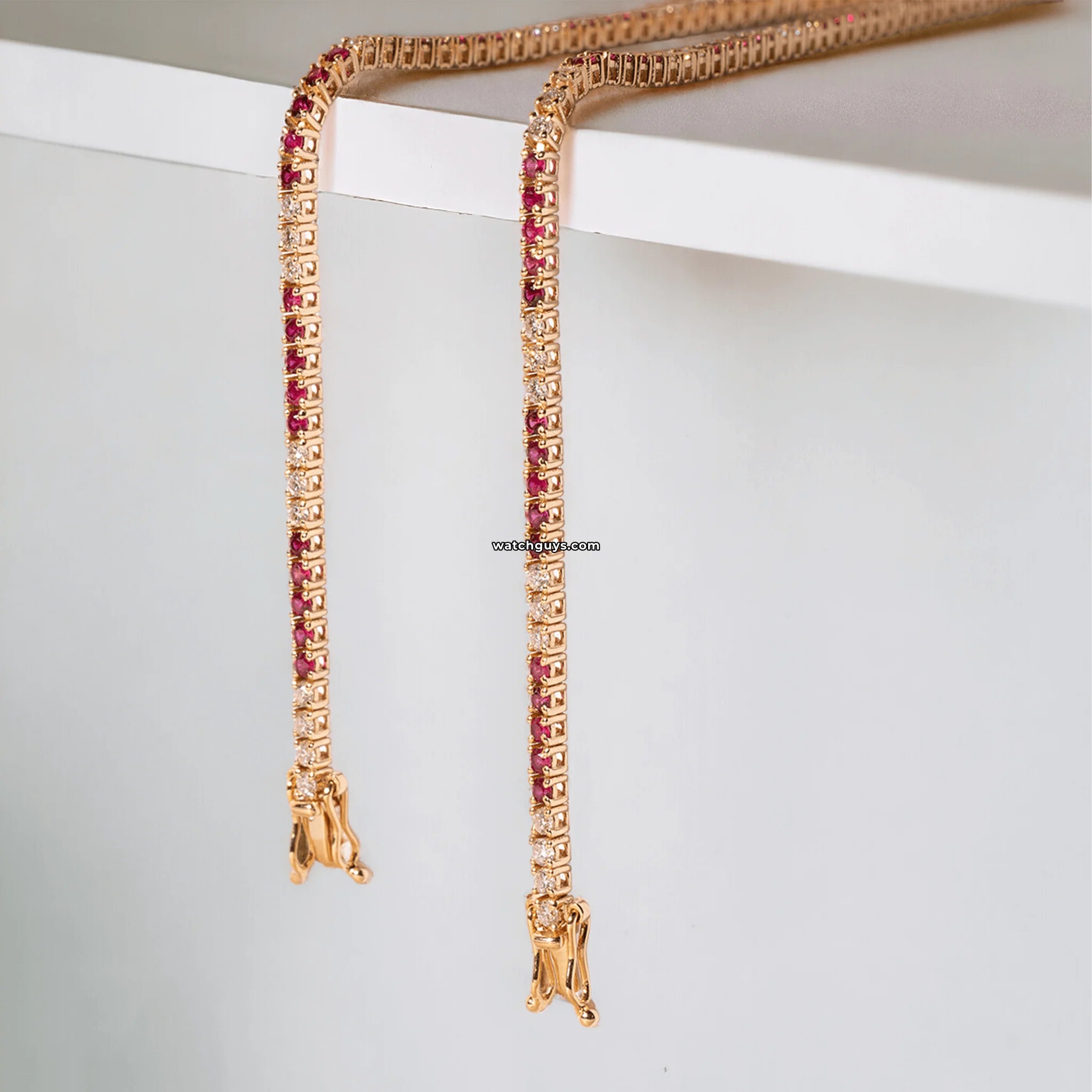 1.65 Carat Ruby & Diamond Tennis Bracelet in 14K Yellow Gold | Elegant Jewelry for Women | Perfect for Weddings, Parties & Special Occasions