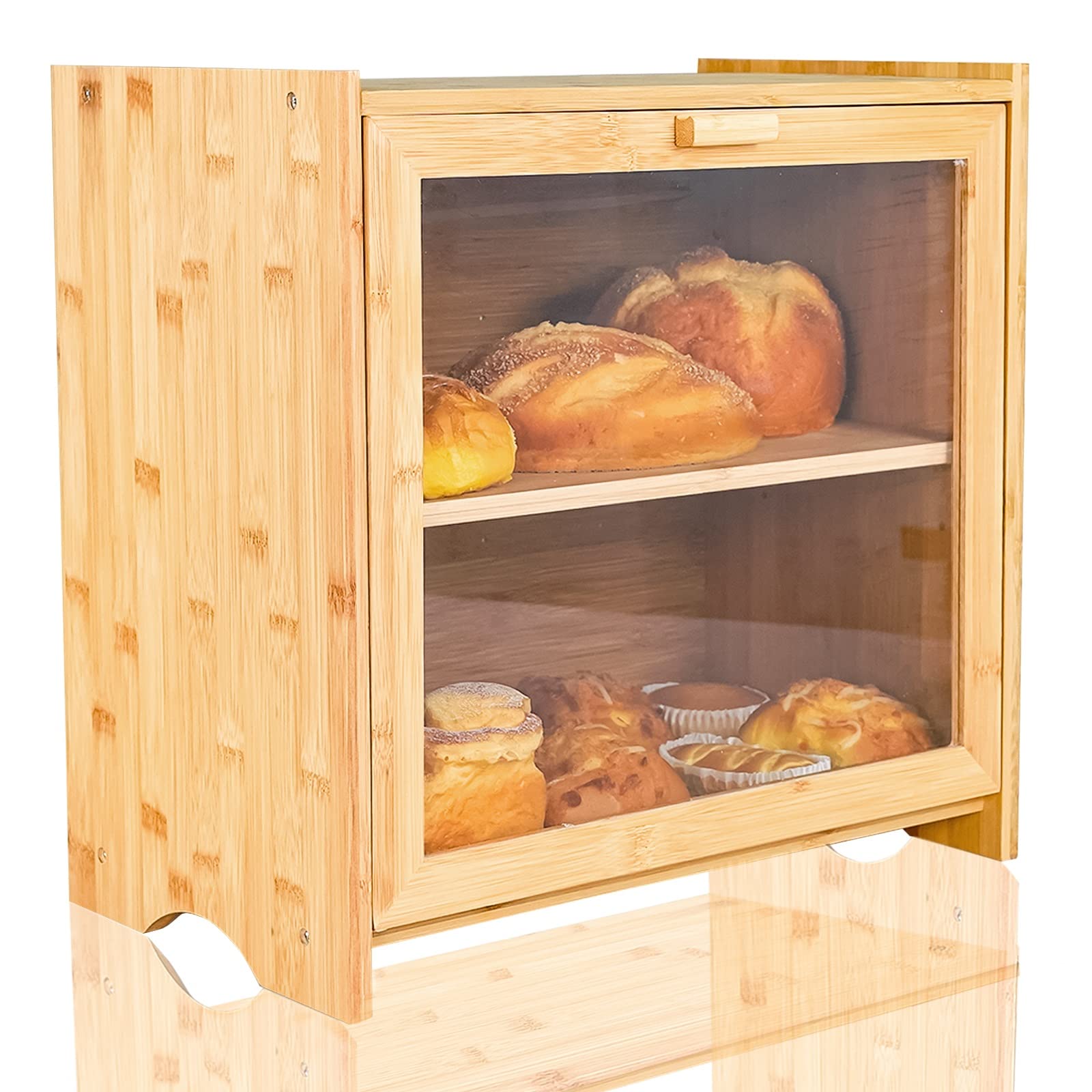 Extra Large Bamboo Bread Box - Rustic Wooden Bread Storage Container for Kitchen Countertop | Homemade Bread Keeper with Lid | Perfect for Bread, Pastries & Baked Goods Storage | Kitchen Decor & Housewarming Gift Idea