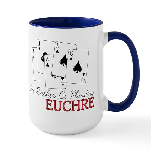 White/Navy Inside - Euchre Playing Large Mug
