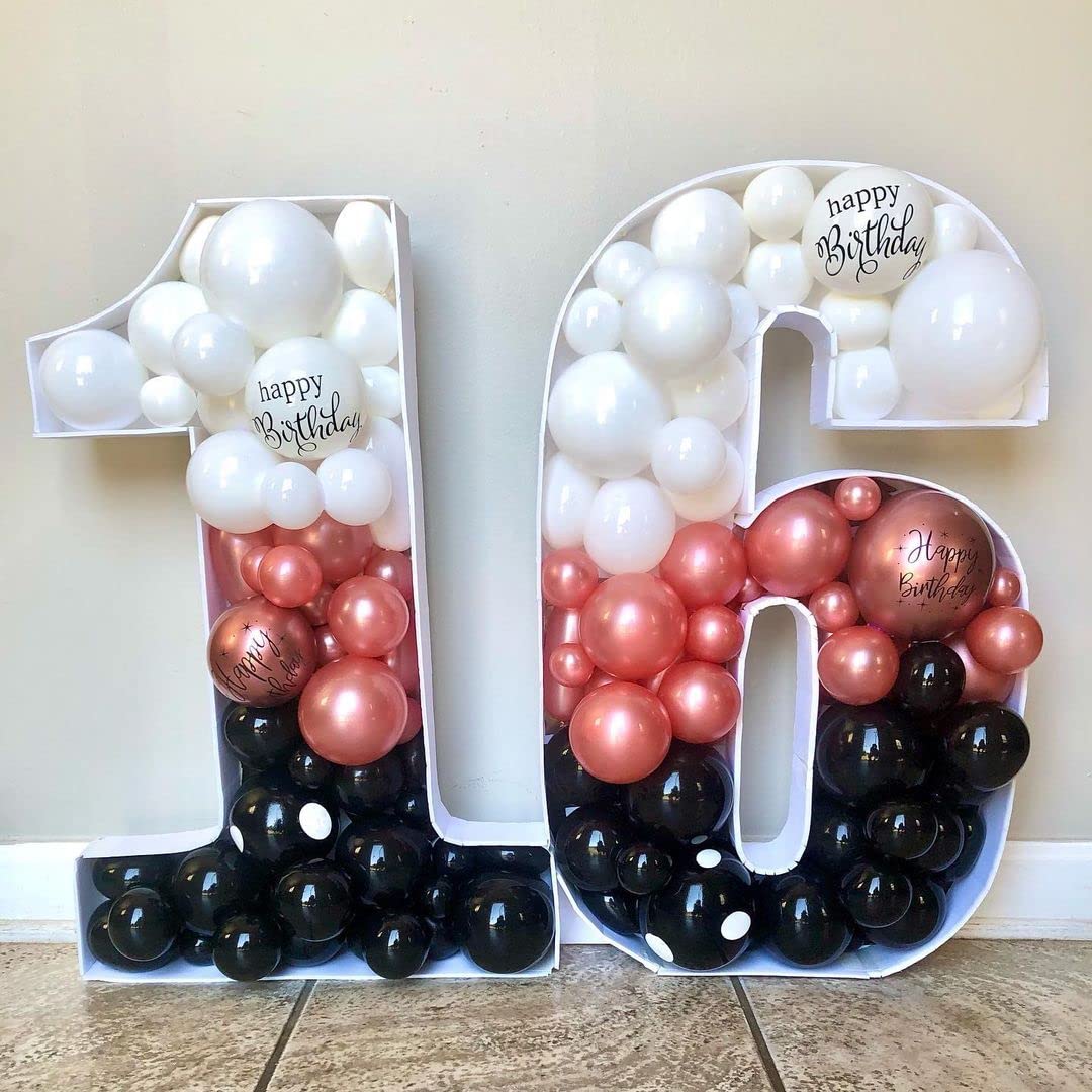60Pcs 12 Inch Matte Black & Rose Gold Confetti Balloons Bulk - Elegant Latex Balloons for Birthday Party, Wedding, Bridal Shower, Anniversary & Prom Decorations - Perfect for Indoor/Outdoor Events & Photo Backdrops