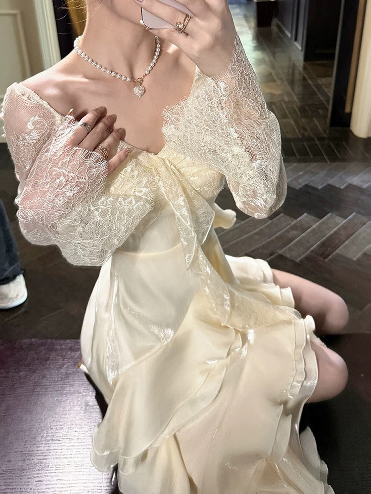 Elegant Long Lace Sleeves Ruffle Prom Dress for Women - Perfect for Birthday Party, Evening Gala & Special Occasions - Style J6540