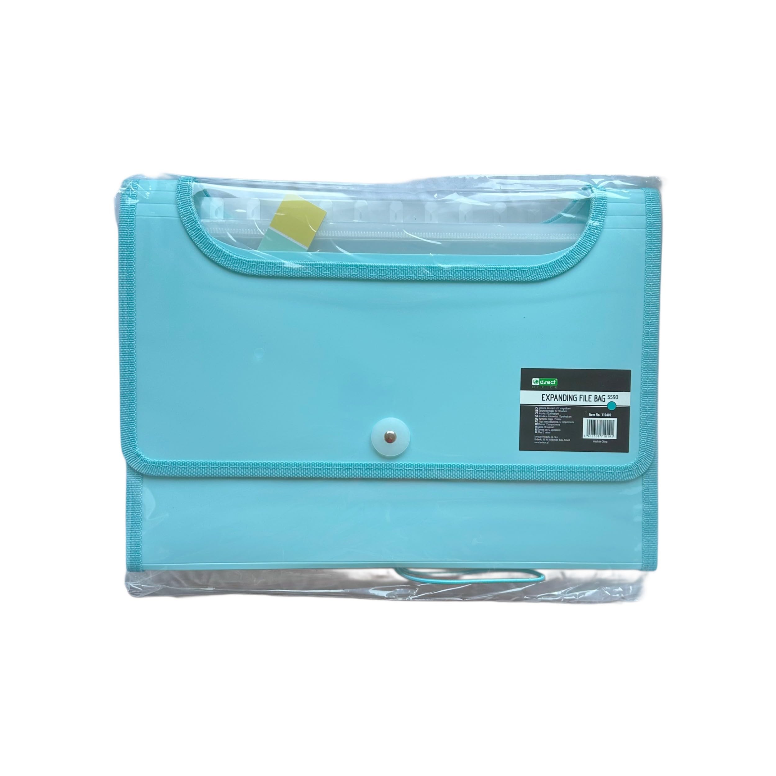 5590 Expandable A4 Document Folders with 12 Compartments - Peppermint Color for Office Organization, School Supplies, and File Storage