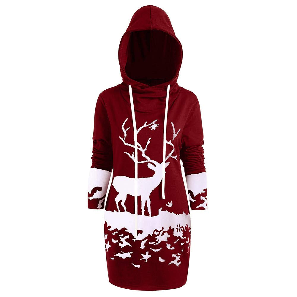 Women's Reindeer Hoodie - Long Sleeve Pullover Sweatshirt for Christmas & Casual Wear
