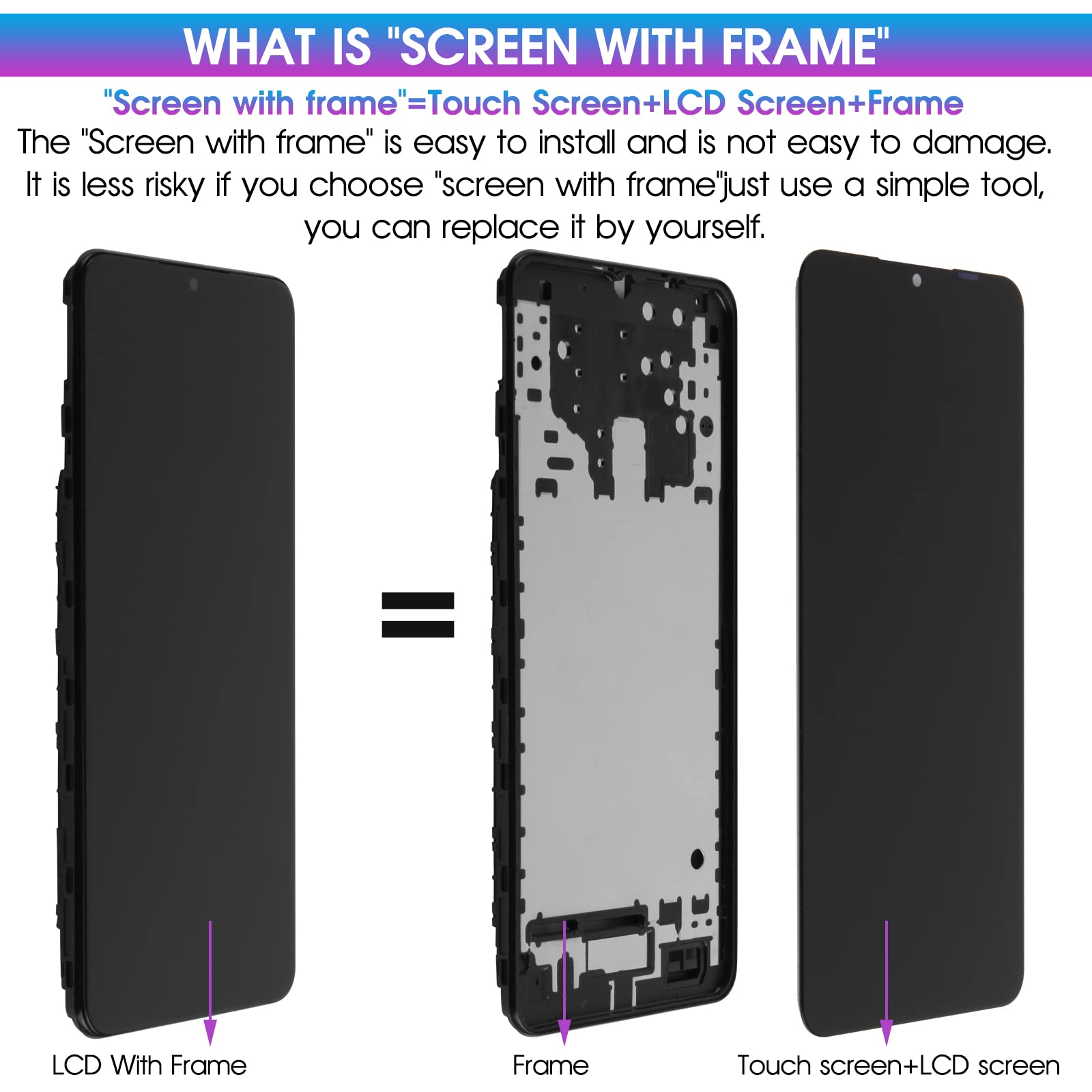 Original Samsung A12 Screen Replacement - LCD Display with Frame & Digitizer for SM-A125U/A125F/A125M/DS - Touch Screen Assembly Repair Part - Perfect for DIY Phone Fixes & Screen Damage Replacement