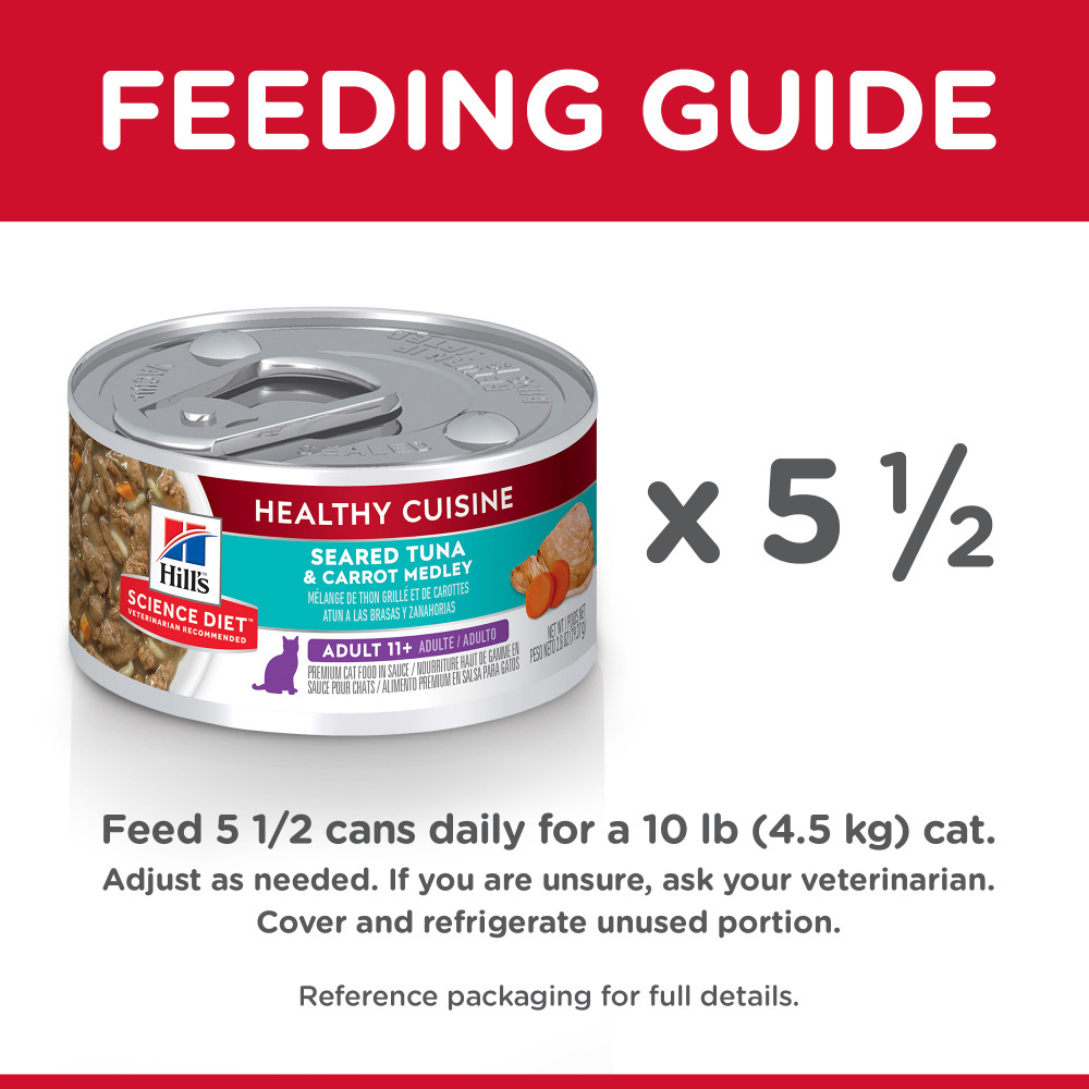 Hill's Science Diet Healthy Senior Cuisine Adult 11+ Seared Tuna & Carrot Medley Canned Cat Food - High Protein Wet Food for Older Cats with Delicious Flavor, Perfect for Mealtime or Special Treats