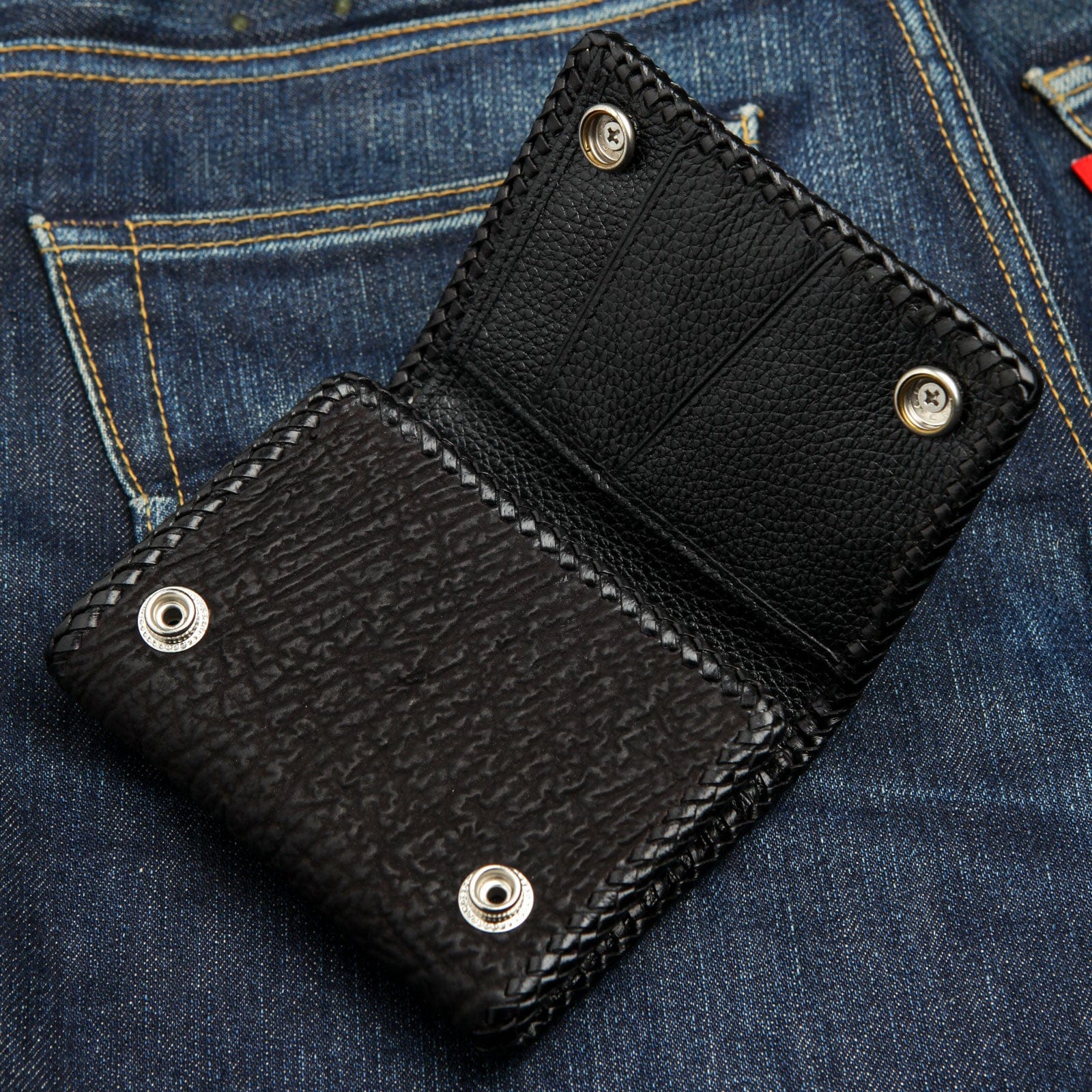 Genuine Leather Biker Wallet with Chain - Gothic Style Red Wallet for Men - Perfect for Motorcycle Riders, Bikers, and Fashion Enthusiasts