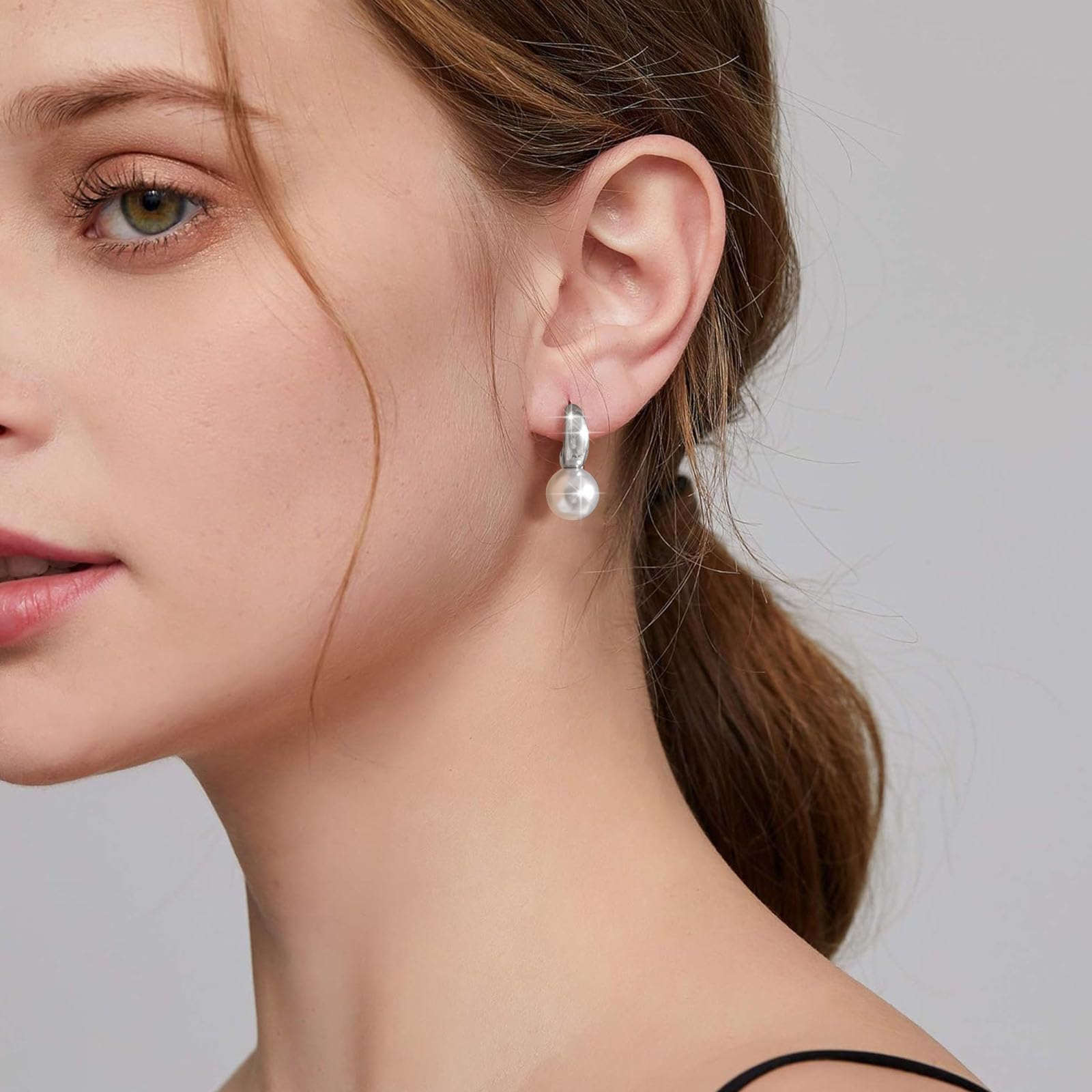 14K Gold Plated Stainless Steel Pearl Drop Earrings for Women - Hypoallergenic Dangling Wedding Jewelry Gifts - Perfect for Bridal, Party & Special Occasions