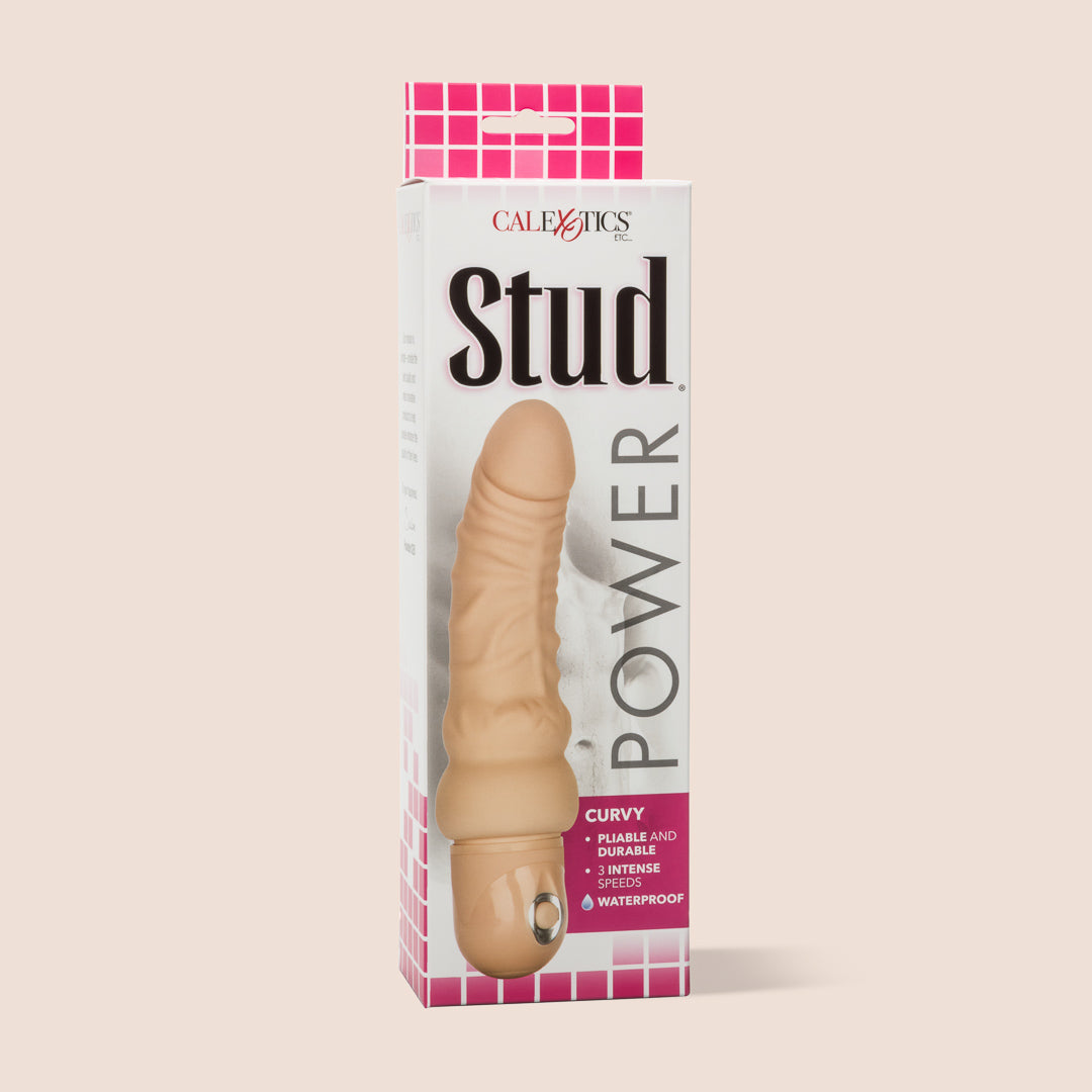 Power Stud® Curvy - Realistic Curved Vibrator for Women | Ultra Soft Body-Safe Silicone | G-Spot & Clitoral Stimulation | Perfect for Solo Play & Couples Intimacy