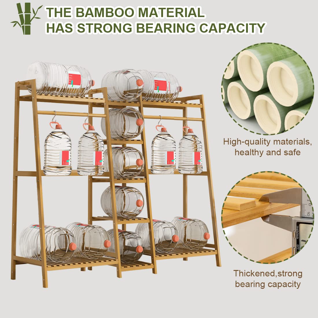 Portable Bamboo Clothes Rack with 2 Shelves, Multifunctional Floor Standing Garment Rack, Easy to Assemble (130x40x140cm) - Perfect for Bedroom, Closet Organization & Small Space Storage