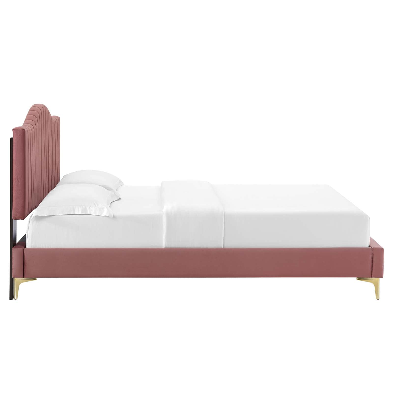 Modway Juniper Queen Size Platform Bed Frame in Dusty Rose - Modern Minimalist Bedroom Furniture for Small Spaces & Apartment Living