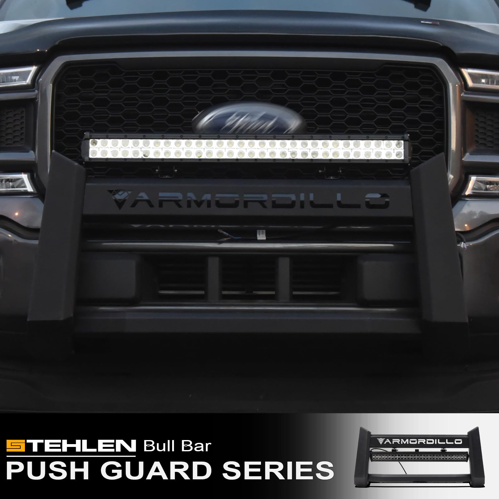Compatible with 2015-2022 Ford F150 Steel Bumper Bull Bar Push Guard with 32