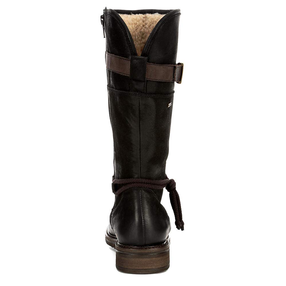 Highland Creek Women's Water Repellent Mid Calf Leather Boots - Black, Size 7 US | Comfortable & Stylish for Outdoor Hiking, Rainy Days & Winter Fashion