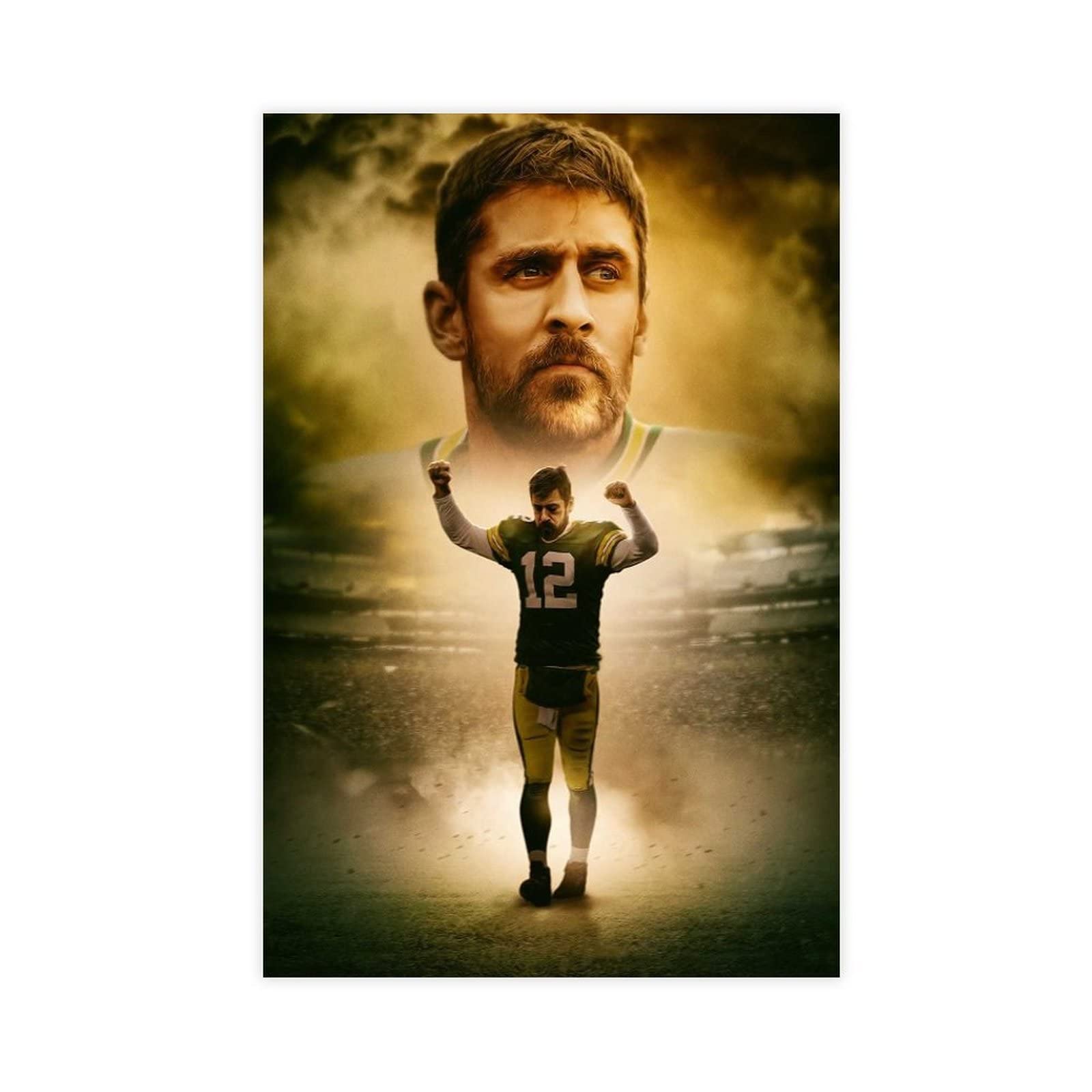 Aaron Rodgers Canvas Poster - 12x18 Inch (30x45cm) Green Bay Packers Wall Art, NFL Football Decor for Bedroom, Office, Man Cave - Perfect Gift for Sports Fans & Home Decor
