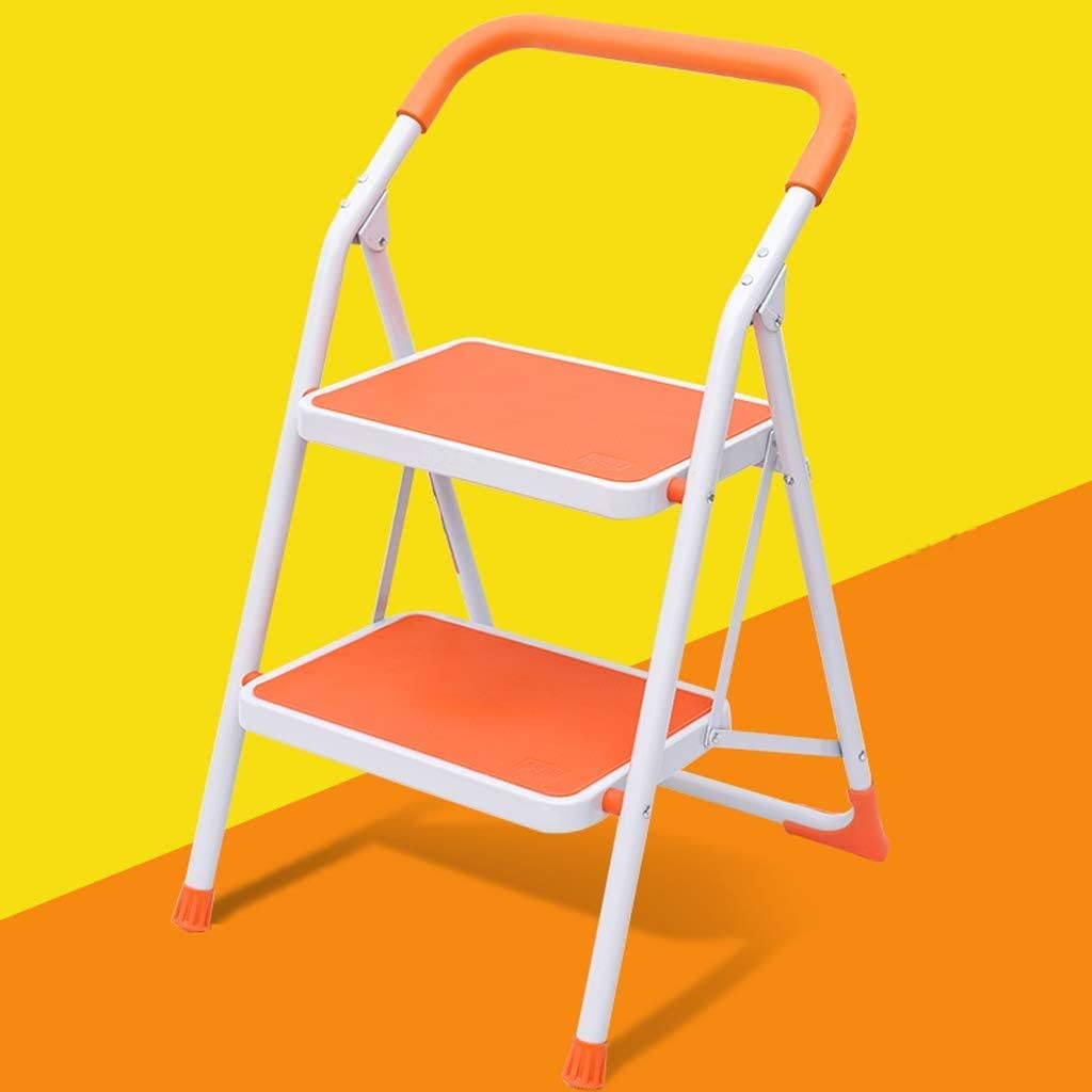 **2-Step Folding Ladder Stool - Dual Use Step Stool & Small Ladder for Home, Outdoor, Kitchen - Non-Slip Thickened Platform - Multifunctional Stair Chair for Adults & Kids (Perfect for Reaching High Shelves, Gardening, and Home Organization)**