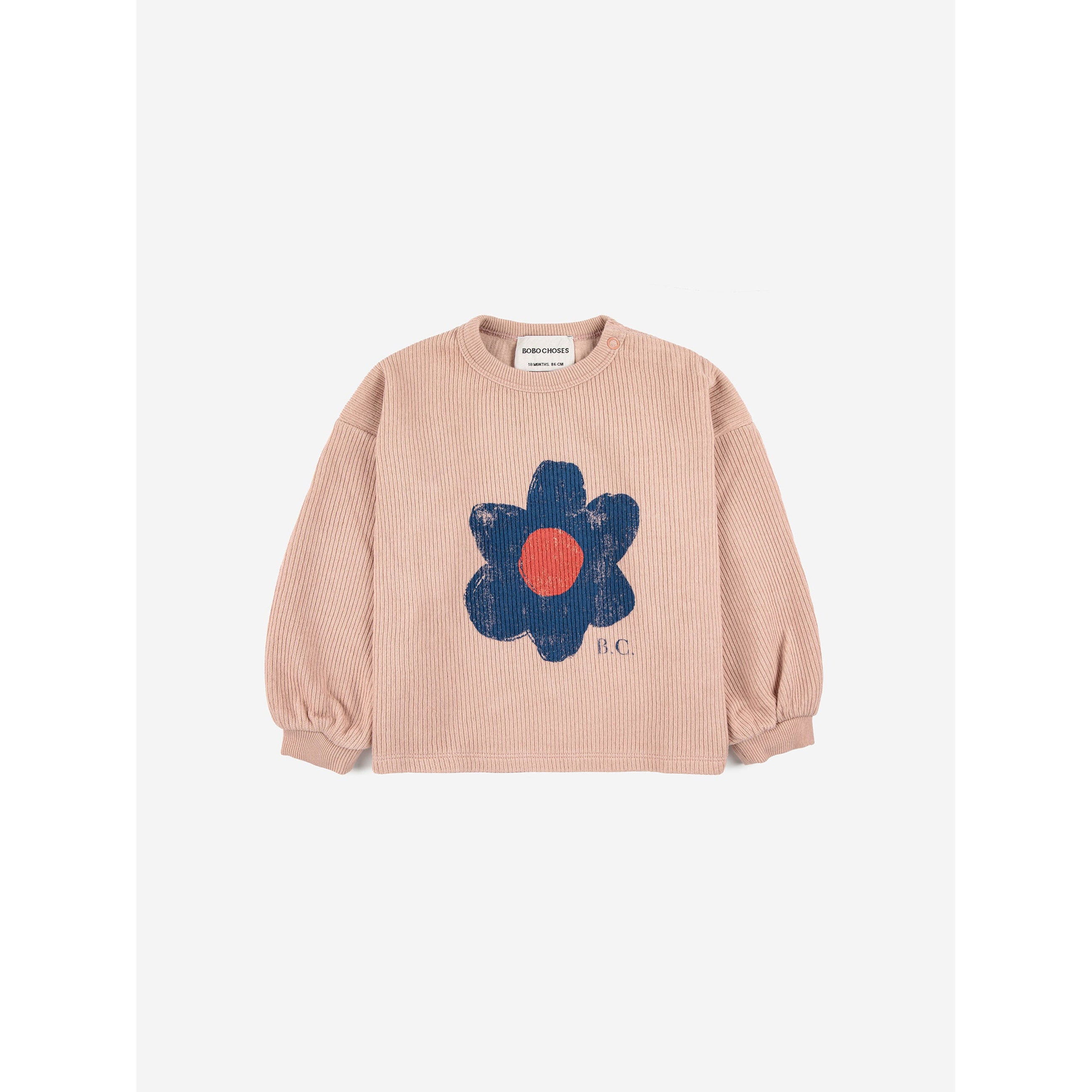 Bobo Choses Baby Big Flower Puff Sleeves Sweatshirt - Cute Floral Print Pullover for Toddlers & Infants - Perfect for Playdates, Family Photos & Everyday Outfits