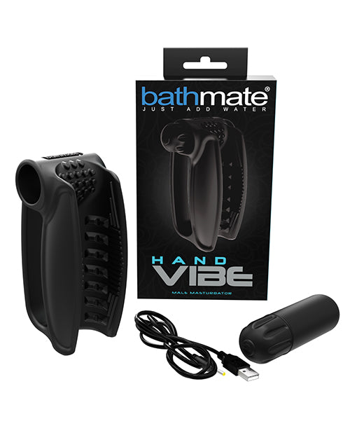 Bathmate Hand Vibe Silicone Rechargeable Stroker - Black | Waterproof Adult Toy for Men | Perfect for Shower, Bath & Solo Play