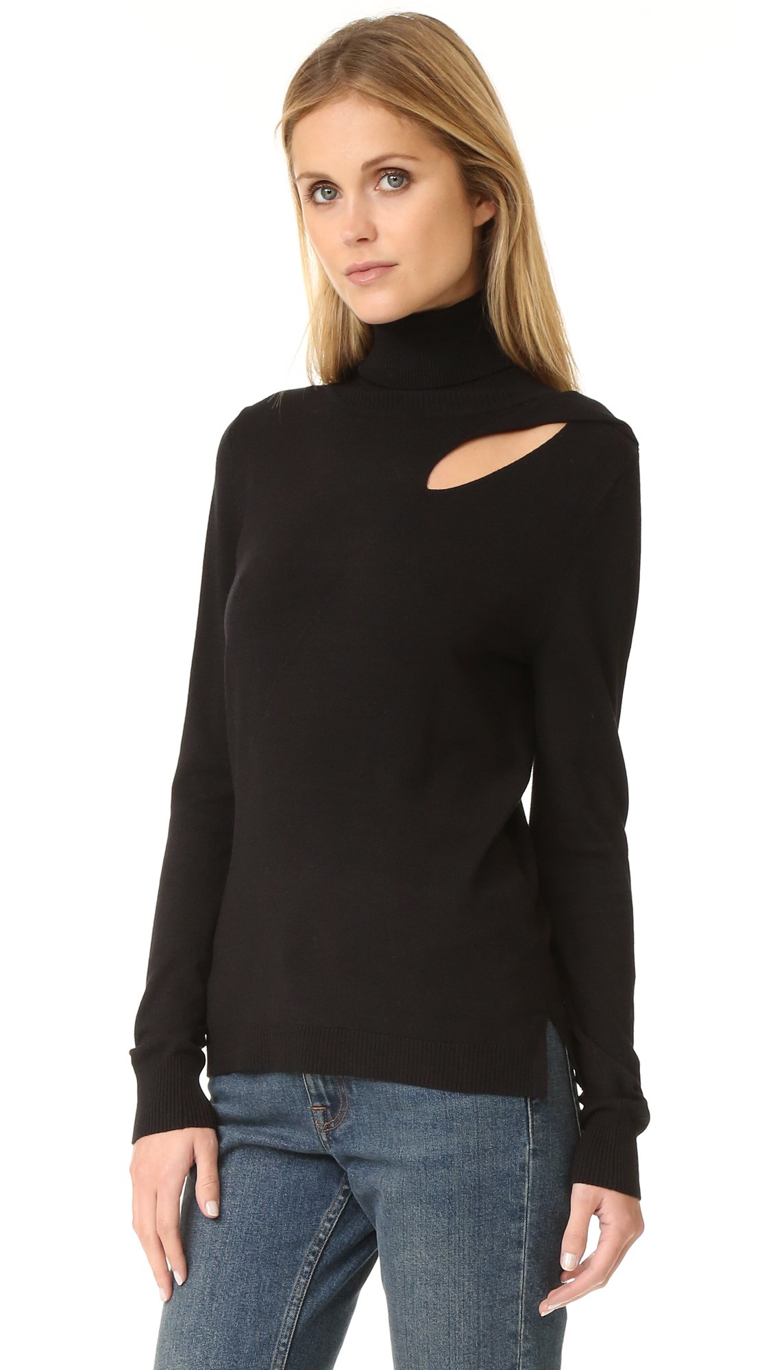 525 America Women's Cut Out Fine GG Turtle Neck Sweater - Soft Knit Pullover for Fall & Winter - Perfect for Office, Date Night and Casual Outfits