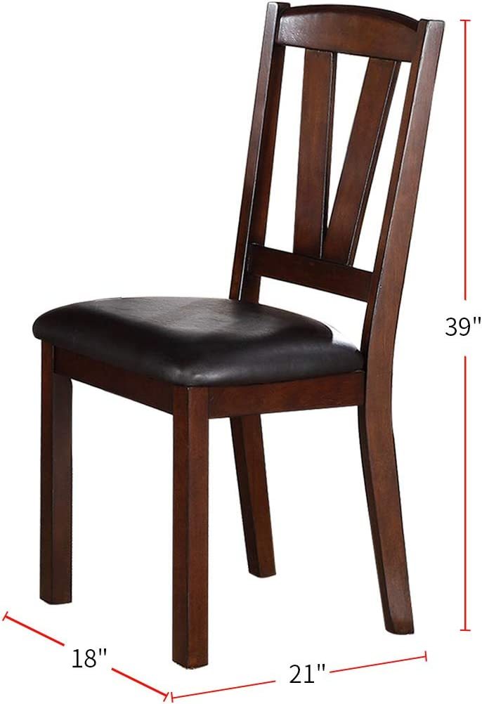 Dark Walnut Wood Framed Dining Chairs Set of 2 - Cushioned Kitchen & Breakfast Nook Seating - Perfect for Small Spaces & Cozy Dining Areas