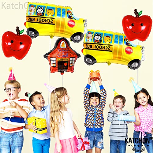 KatchOn Back to School Balloons Set - Pack of 5 | Classroom Decorations for First Day of School | School Bus & Apple Balloons | Perfect for School Parties, Teacher Welcome Decor & Classroom Door Displays