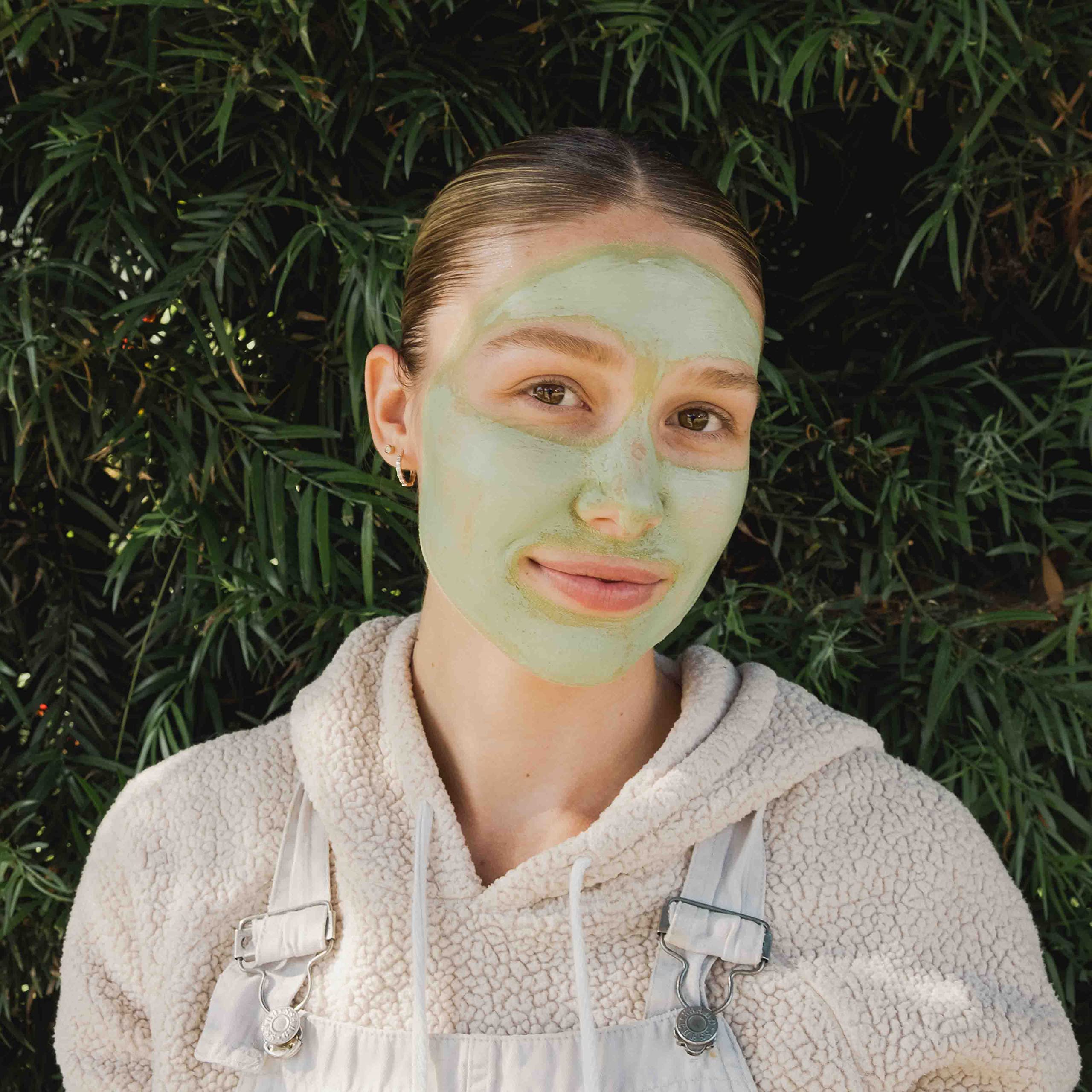 SONAGE Tulsi Soothing Tri Clay Mask for Acne Treatment - Mineral Rich Deep Pore Cleansing Mask with Neem Oil & Turmeric | Detoxifying Facial Mask for Oily & Acne-Prone Skin | Perfect for Spa Nights & Self-Care Routines