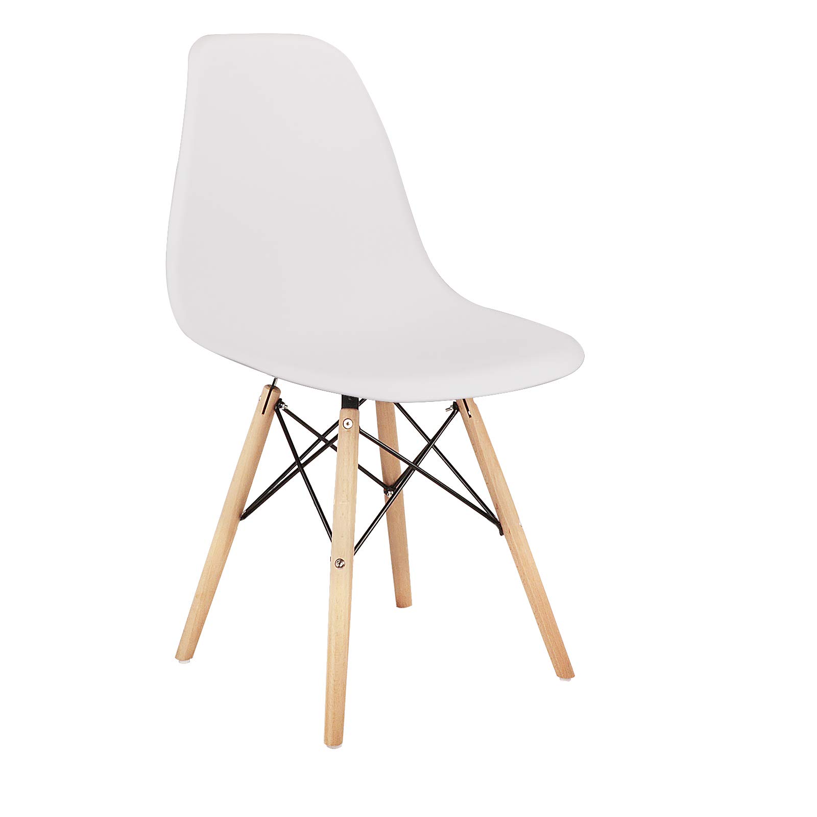4-Piece Modern Dining Chairs Set - Natural Beech Wood with ABS Backrest - White Kitchen, Bedroom & Lounge Chairs for Home, Restaurant or Office Use
