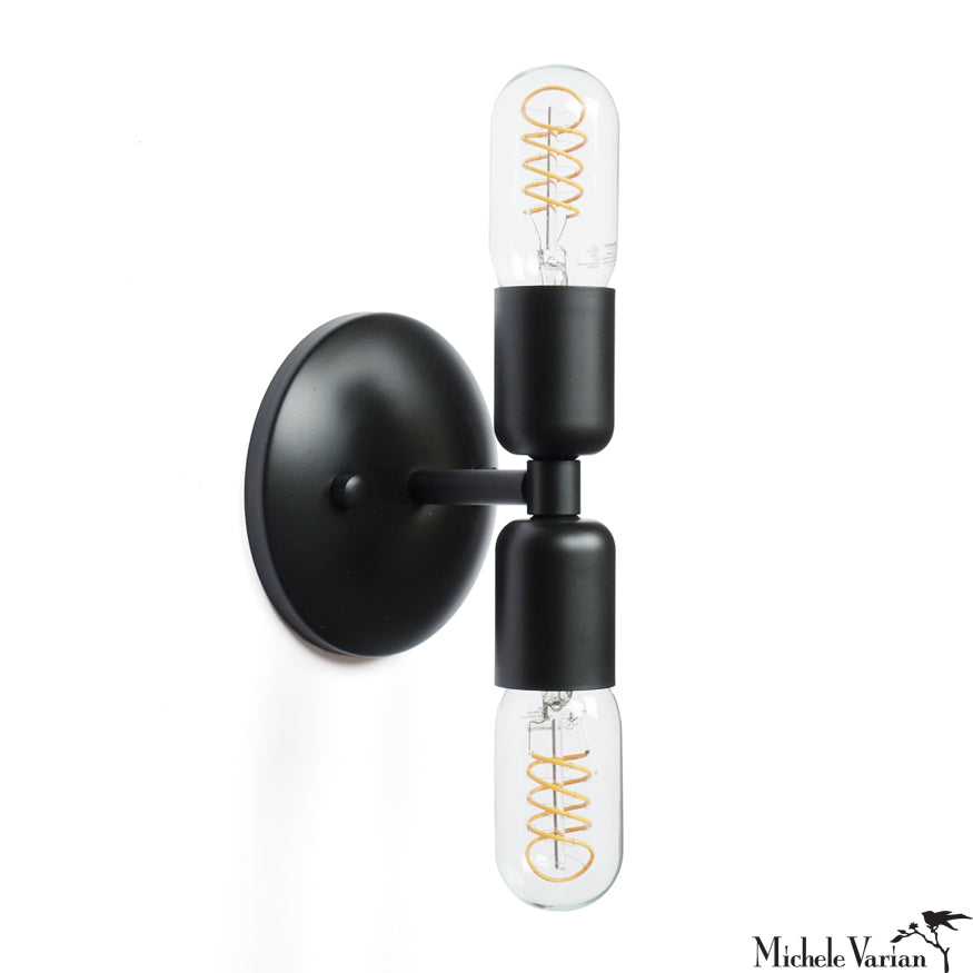 Black Two Way Sconce Light - Modern Wall Mounted Lighting Fixture for Bedroom, Hallway & Living Room | Dimmable LED Wall Sconce with Adjustable Arms