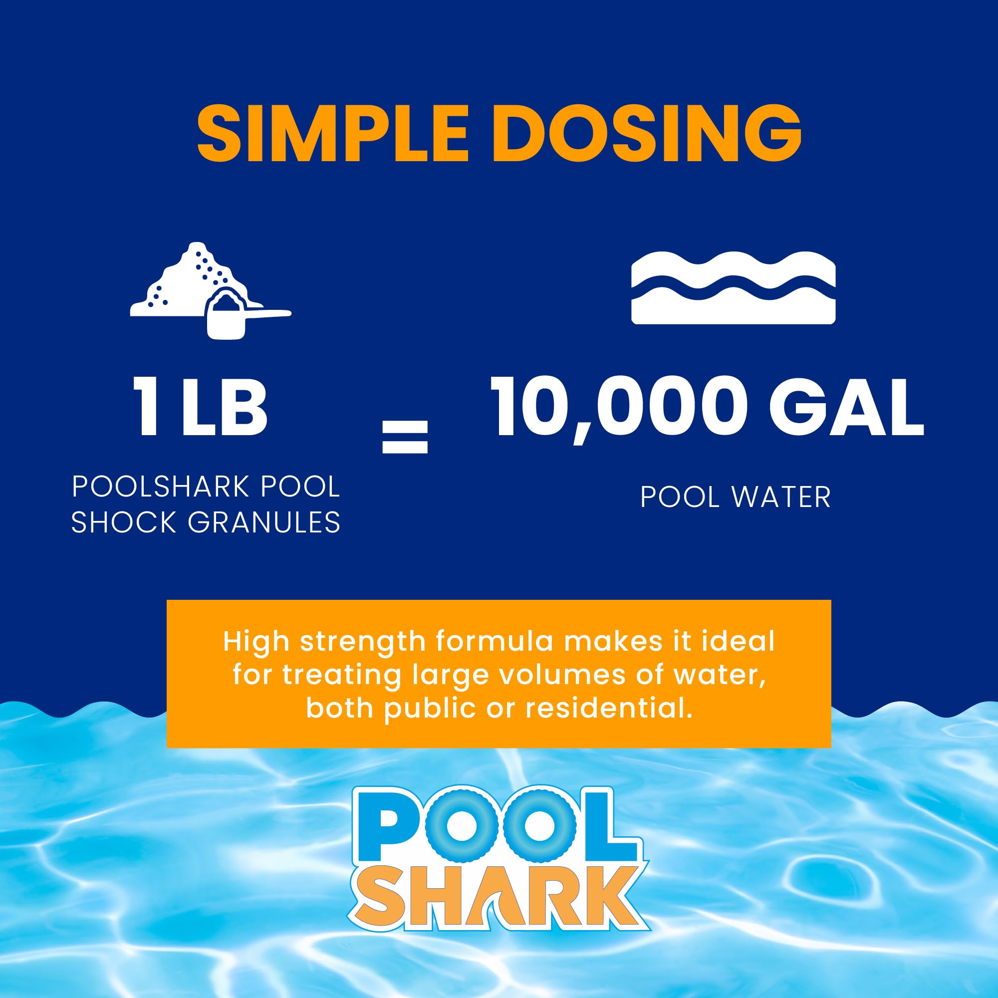 68% Calcium Hypochlorite Pool Shock - 50 lbs Chlorine Granules for Inground & Above Ground Swimming Pools | Fast-Acting Water Treatment for Saltwater & Freshwater Pools | Ideal for Weekly Maintenance & Algae Prevention