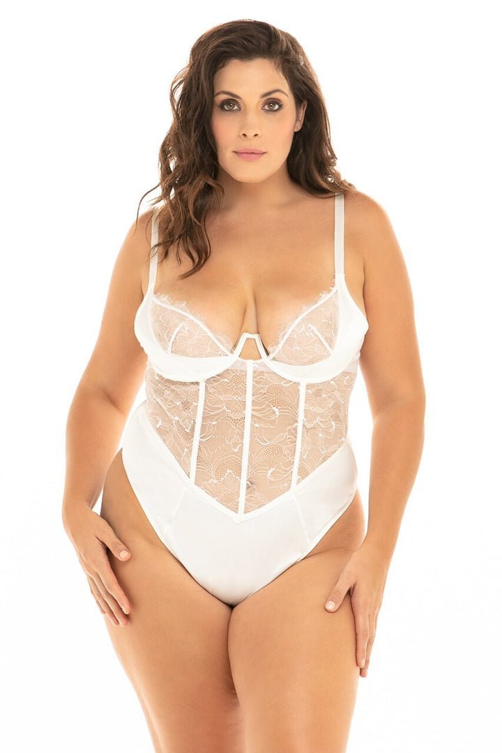 Plus Size Bridal Lingerie - Carmella Teddy for Women | Sexy Lace Underwear for Wedding Night & Special Occasions