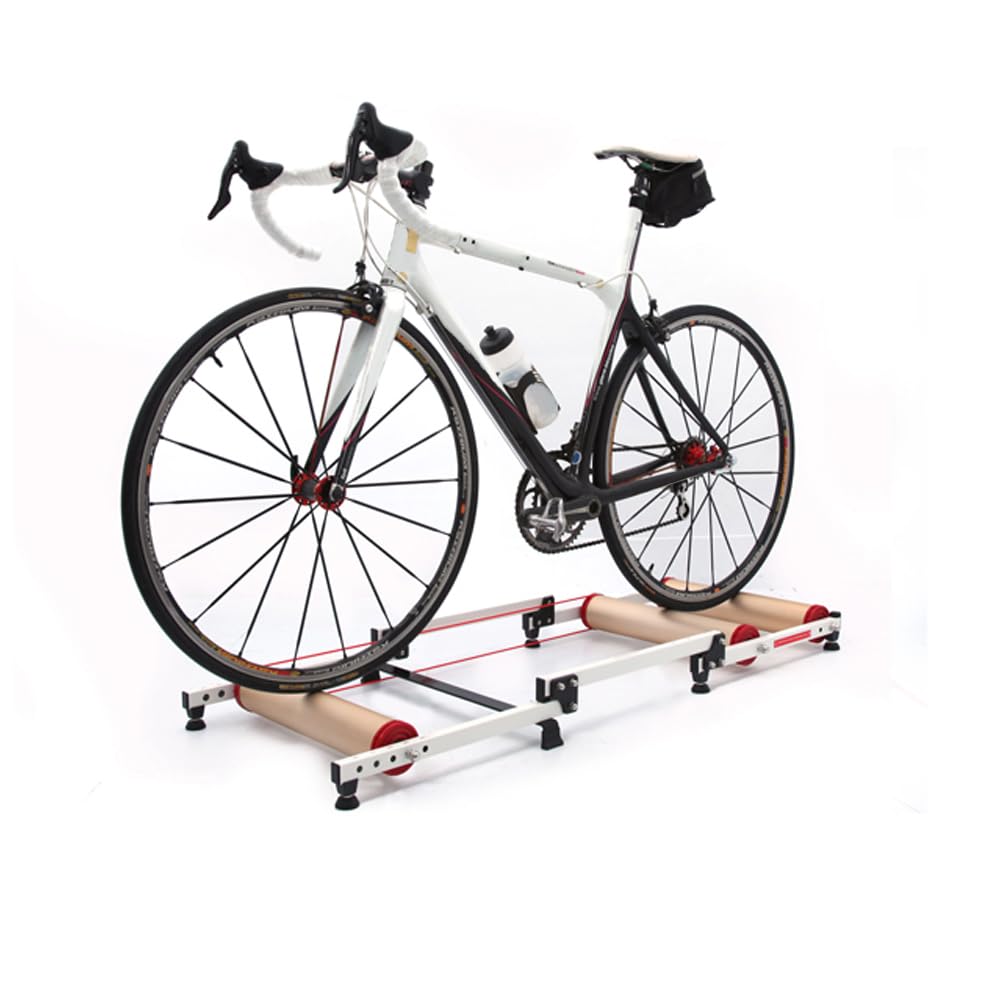 Adjustable Bike Trainer Stand - Foldable Indoor Cycling Roller with Resistance for Road & Mountain Bikes - Home Exercise Fitness Equipment for Cardio Workouts & Training