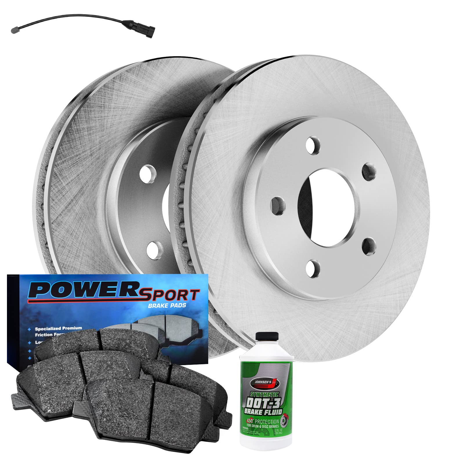 High-Performance Power Sport Rear Brake Kit - Semi-Metallic Brake Pads & Rotors with Sensor Wire (BLB1.37067.63) - Perfect for Motorcycles, ATVs & Off-Road Vehicles