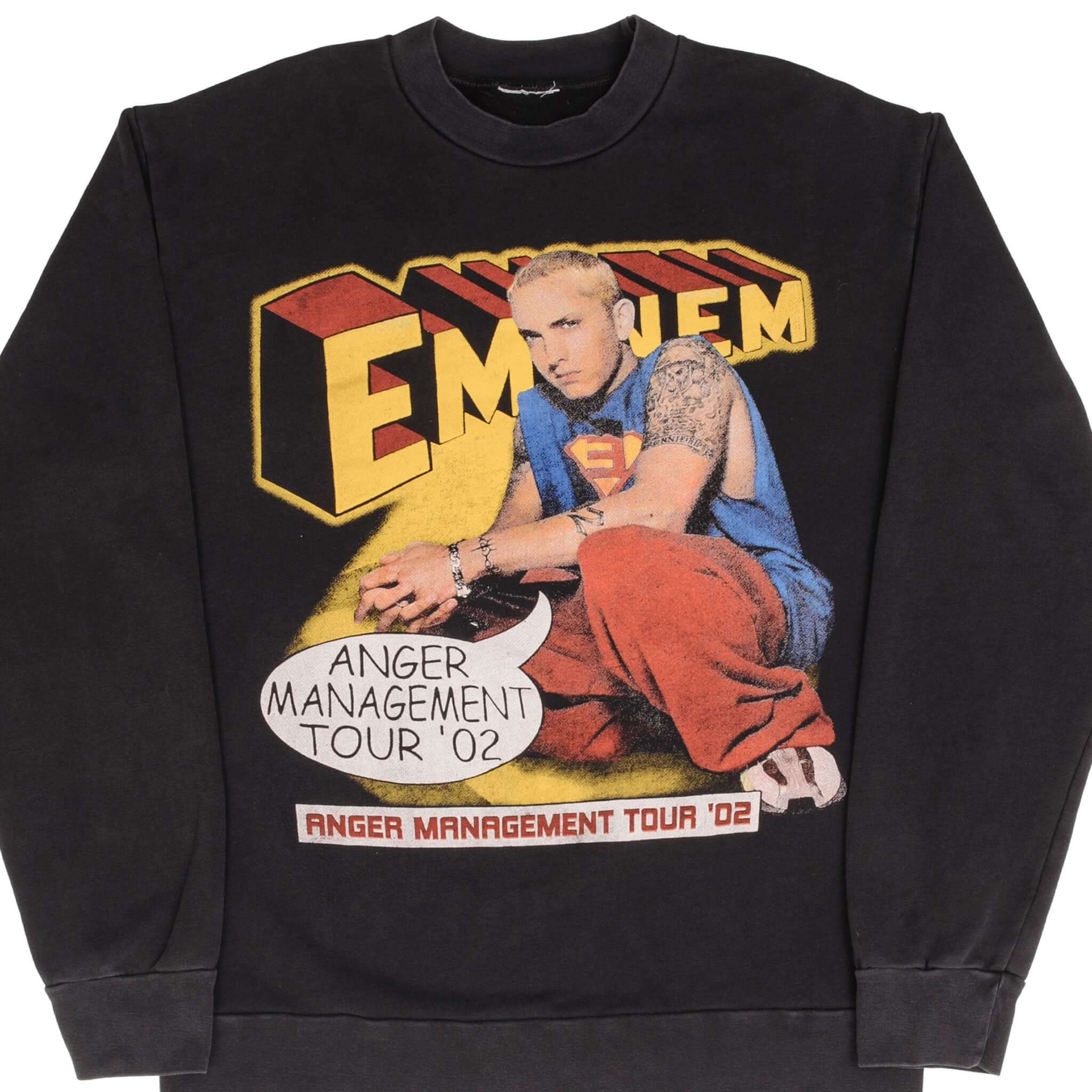 Eminem Superman Anger Management Tour 2002 Vintage Sweatshirt - Medium Size for Men - Perfect for Concerts, Hip Hop Fans & Retro Streetwear Fashion
