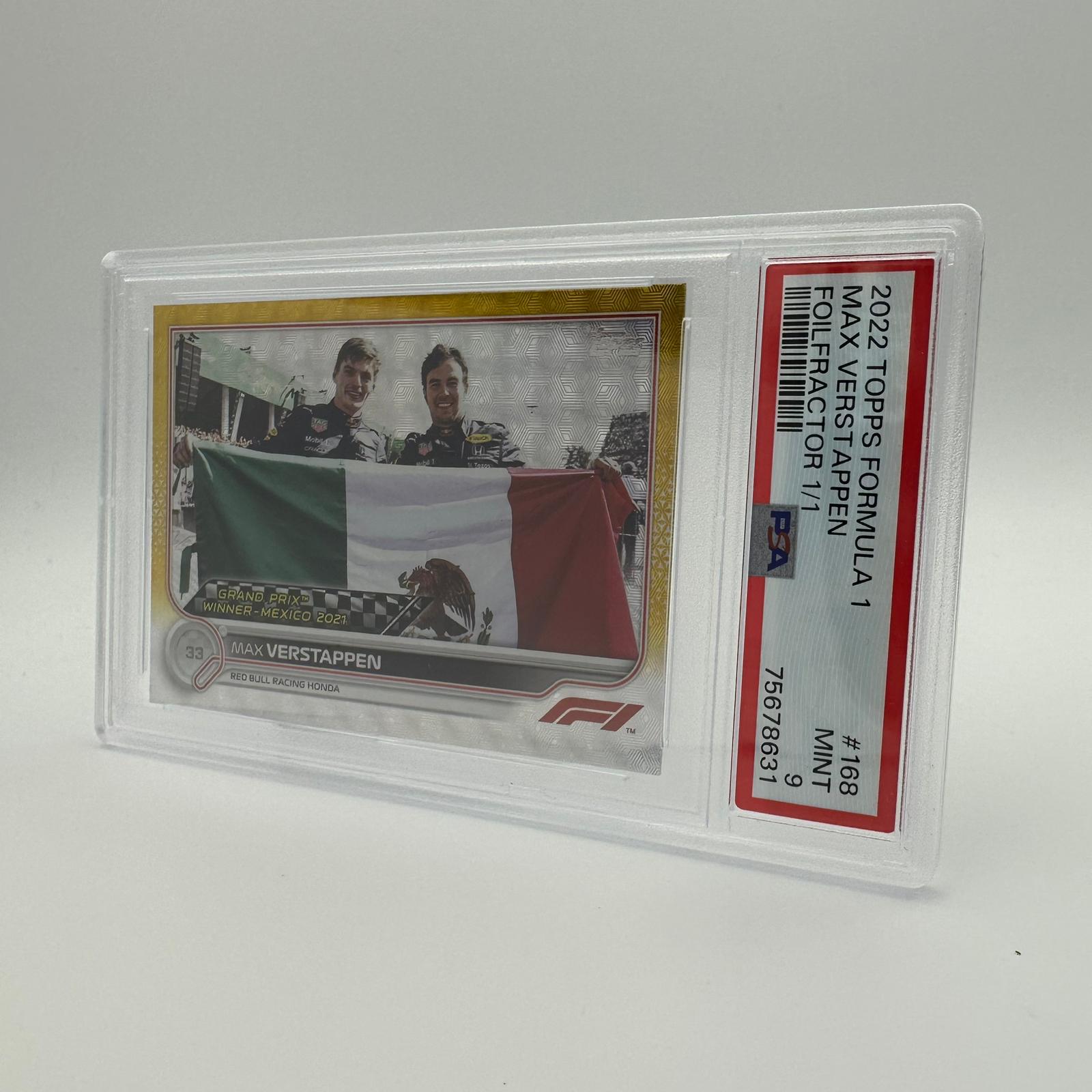 PSA 9 1/1 Max Verstappen Grand Prix Winners #168 Foilfractor Trading Card - Rare Collectible for F1 Fans & Sports Memorabilia Enthusiasts - Perfect for Display, Investment & Racing Enthusiast Collections