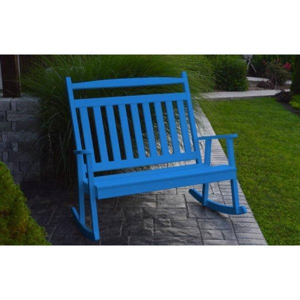 A & L Furniture Poly Classic Double Rocker - Comfortable Outdoor Patio Rocking Chair for Porch, Garden, and Backyard Relaxation