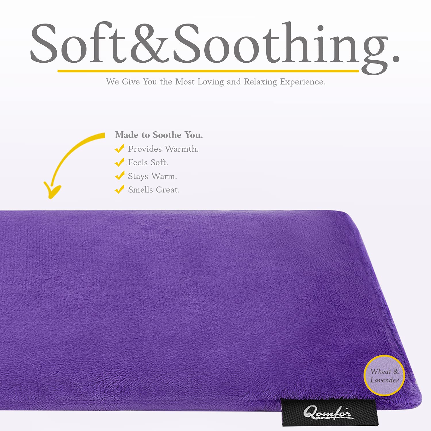 Qomfor Large Microwavable Heating Pad - Wheat Bag Heat Pack for Neck, Shoulder & Back Pain Relief - Reusable Lavender Scented Hot Pack for Arthritis, Period Cramps & Muscle Relaxation - Perfect for Home, Office & Travel Use (Purple)