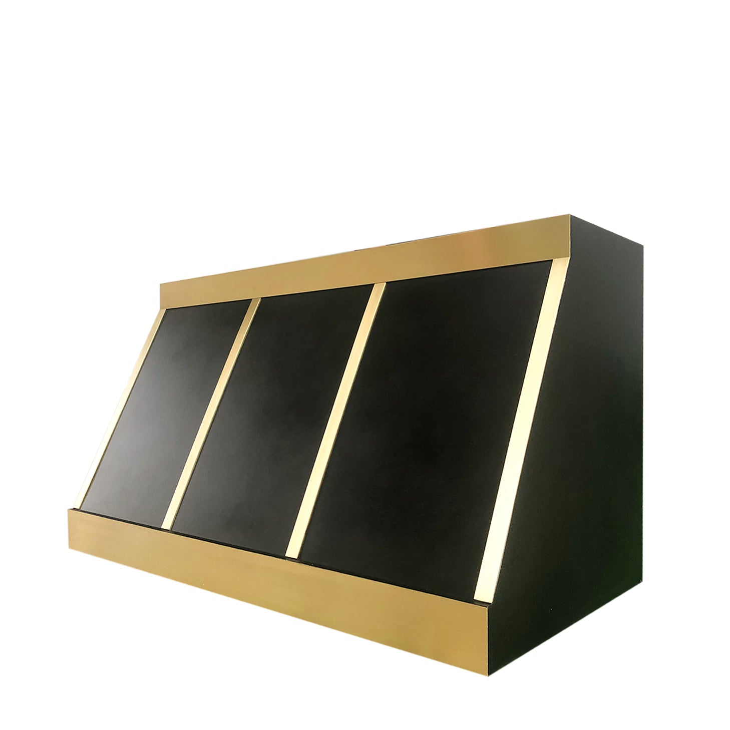 Premium Angled Stainless Steel Custom Range Hood with Brass Bands - Modern Kitchen Ventilation for Home Chefs & Cooking Enthusiasts | Perfect for Gas Stoves, Woks & High-Heat Cooking