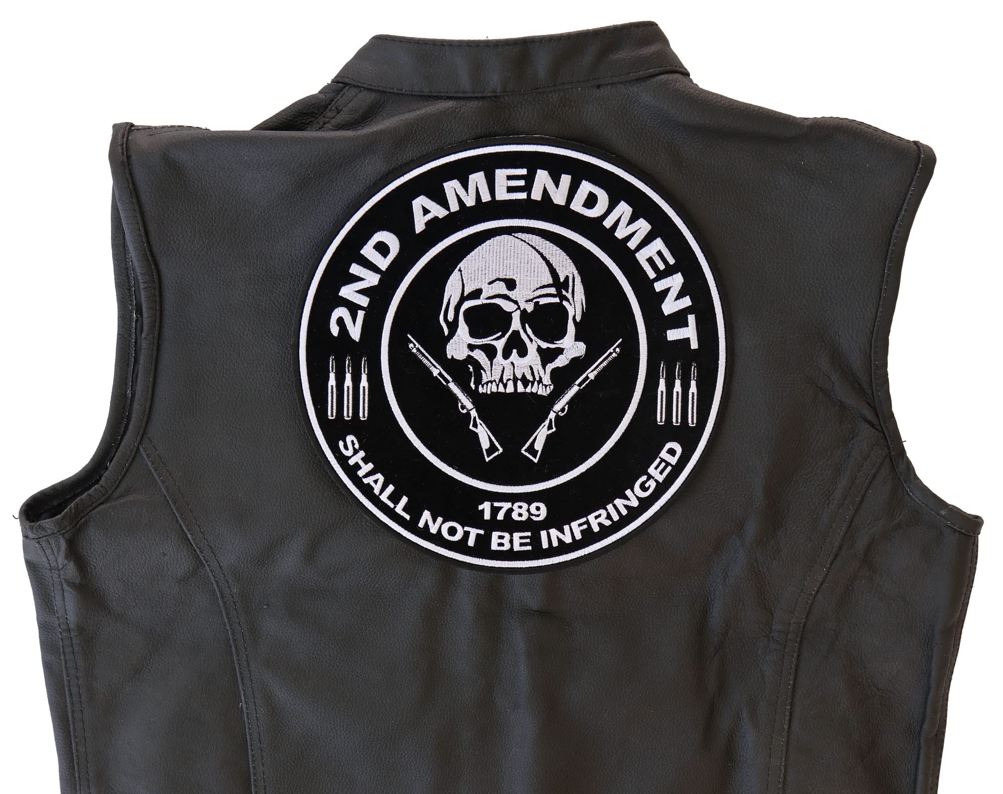 2nd Amendment Shall Not Be Infringed 1789 Skull Patch - Large Patriotic Military Style Embroidered Iron-On Badge for Jackets, Hats & Bags - Perfect for Gun Rights Supporters, Veterans & Freedom Lovers