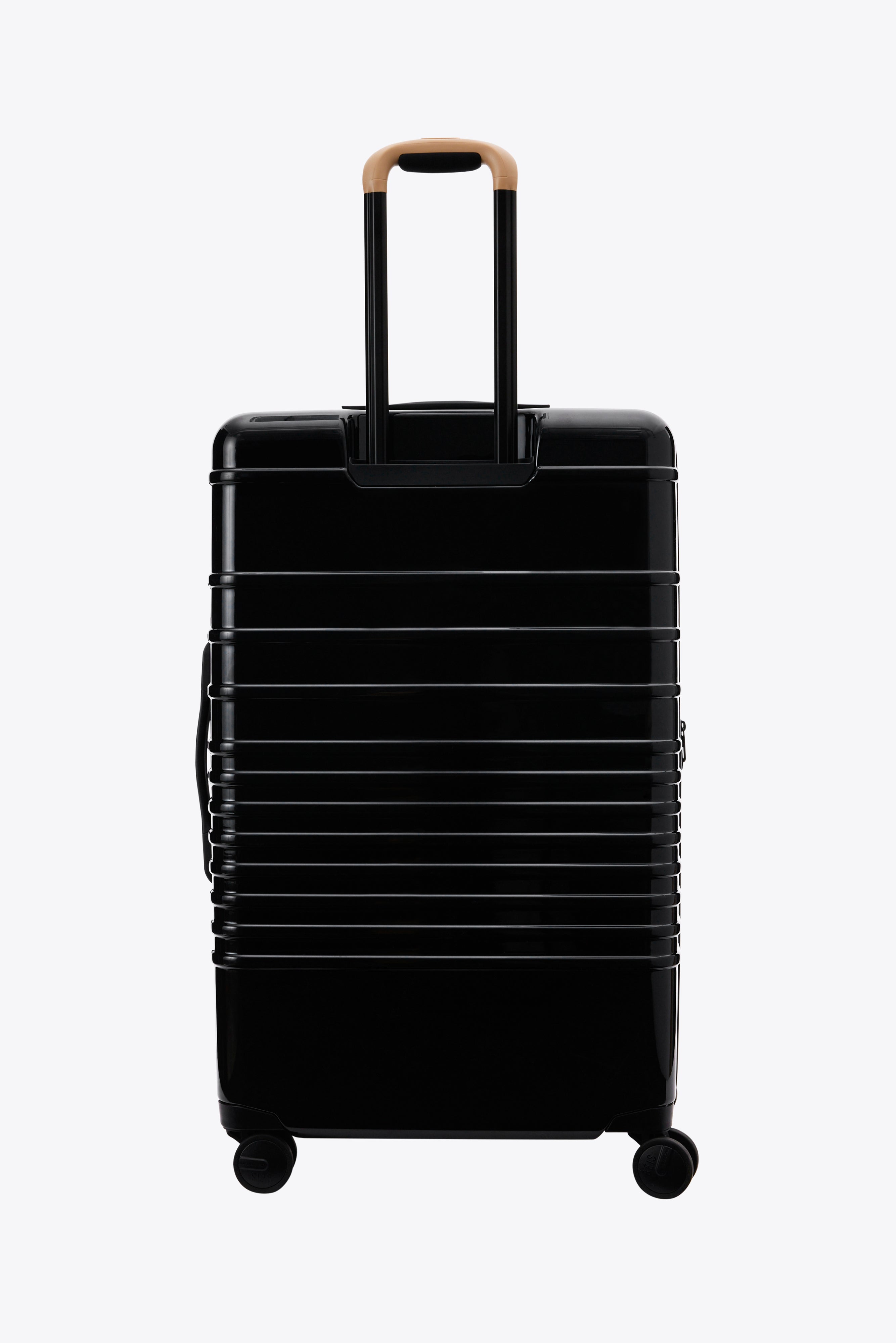 Large Check-In Roller Luggage - Glossy Black Hardshell Suitcase with Spinner Wheels for Travel, Business Trips & Vacations