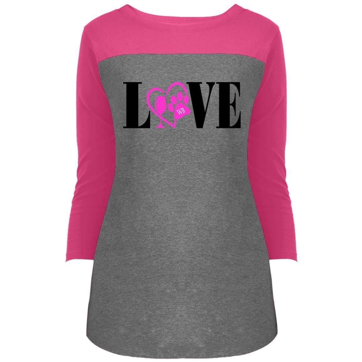 WineyBitches.co Juniors' Rally 3/4 Sleeve V-Neck T-Shirt - Trendy Casual Top for Women | Perfect for Parties, Outings & Everyday Wear