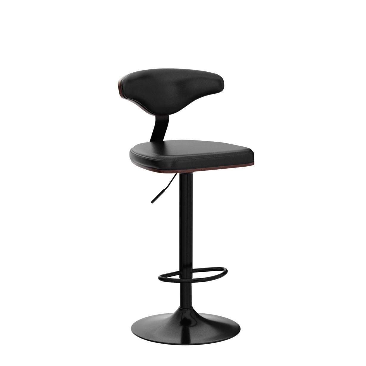 ONME Adjustable Height Swivel Bar Stools Set of 2 - PU Leather Upholstered Counter Stools with Back Support & Footrest - Modern Bar Chairs for Kitchen Island, Home Bar, Dining Room & Breakfast Nook - Dark Black