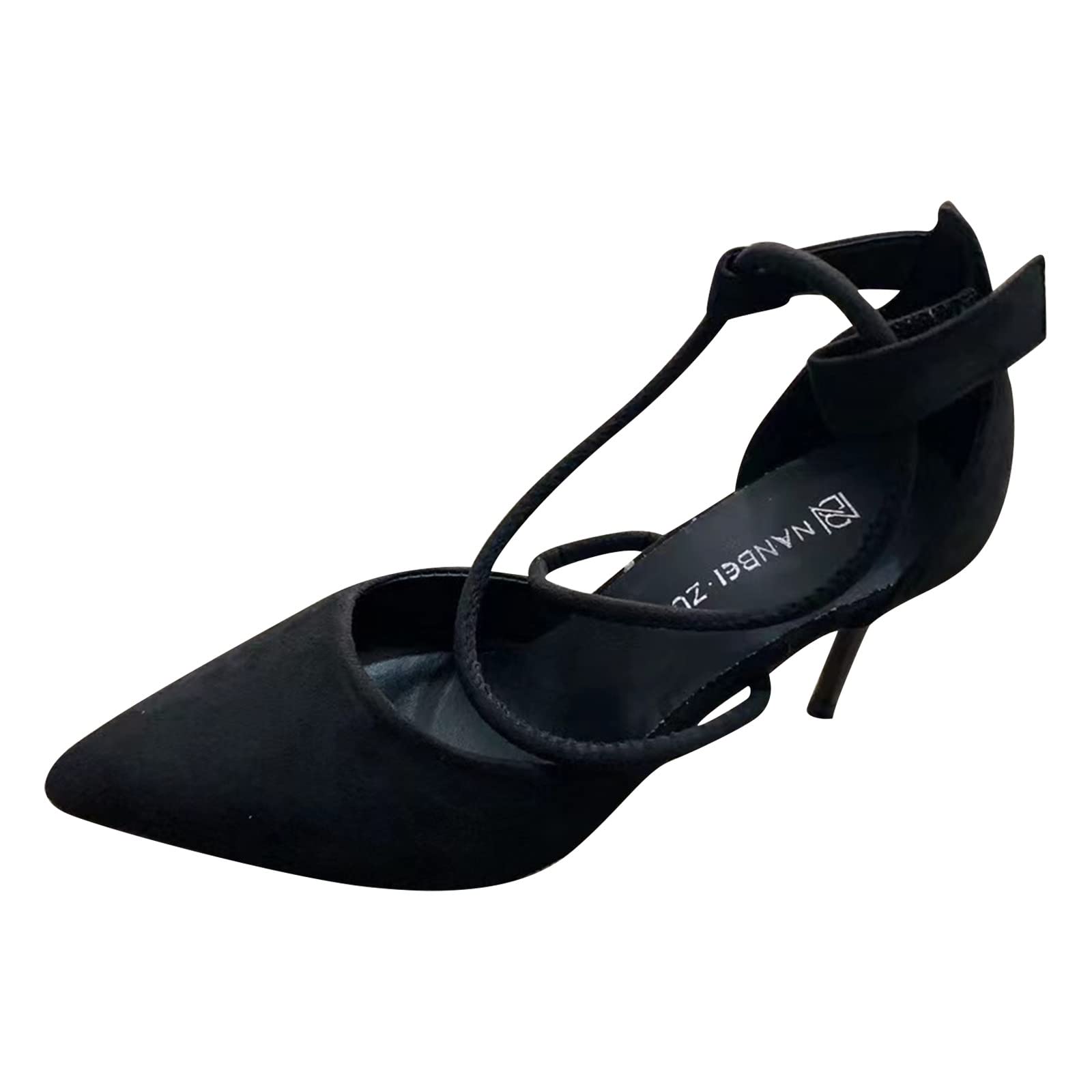 Women's Floral Stiletto Strap Sandals - Black Thong Pumps for Summer Outfits & Beach Weddings