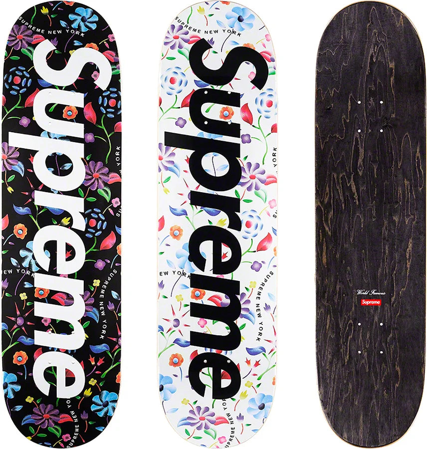 Supreme Airbrushed Floral Skateboard Deck - High-Quality 7-Ply Maple Wood for Street & Park Skating - Perfect for Beginners & Pro Skaters - Durable & Stylish Design for Skateboarding & Wall Art Decor