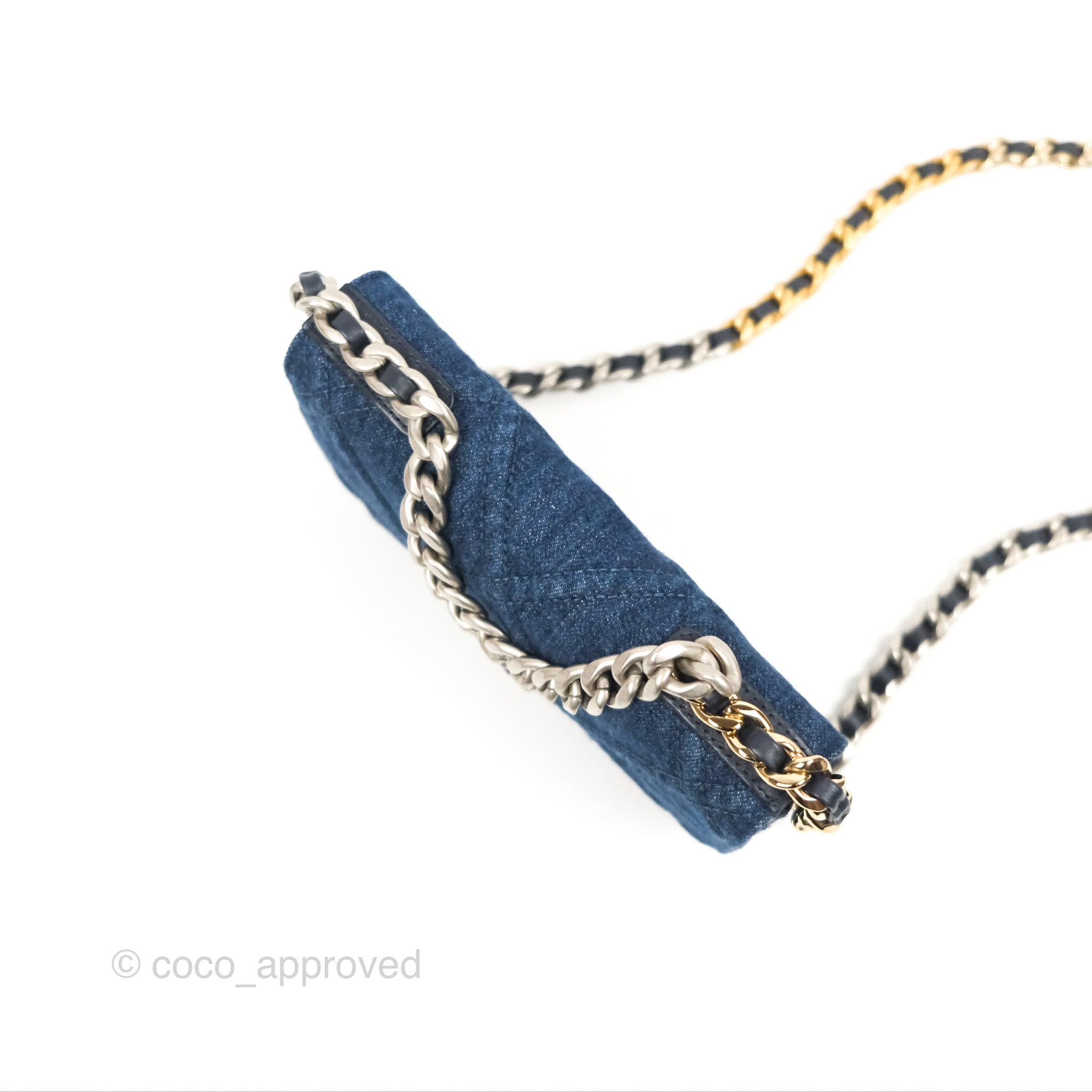 Chanel 19 Wallet on Chain WOC Blue Denim Mixed Hardware Crossbody Bag - Luxury Designer Handbag for Women, Perfect for Parties & Night Out