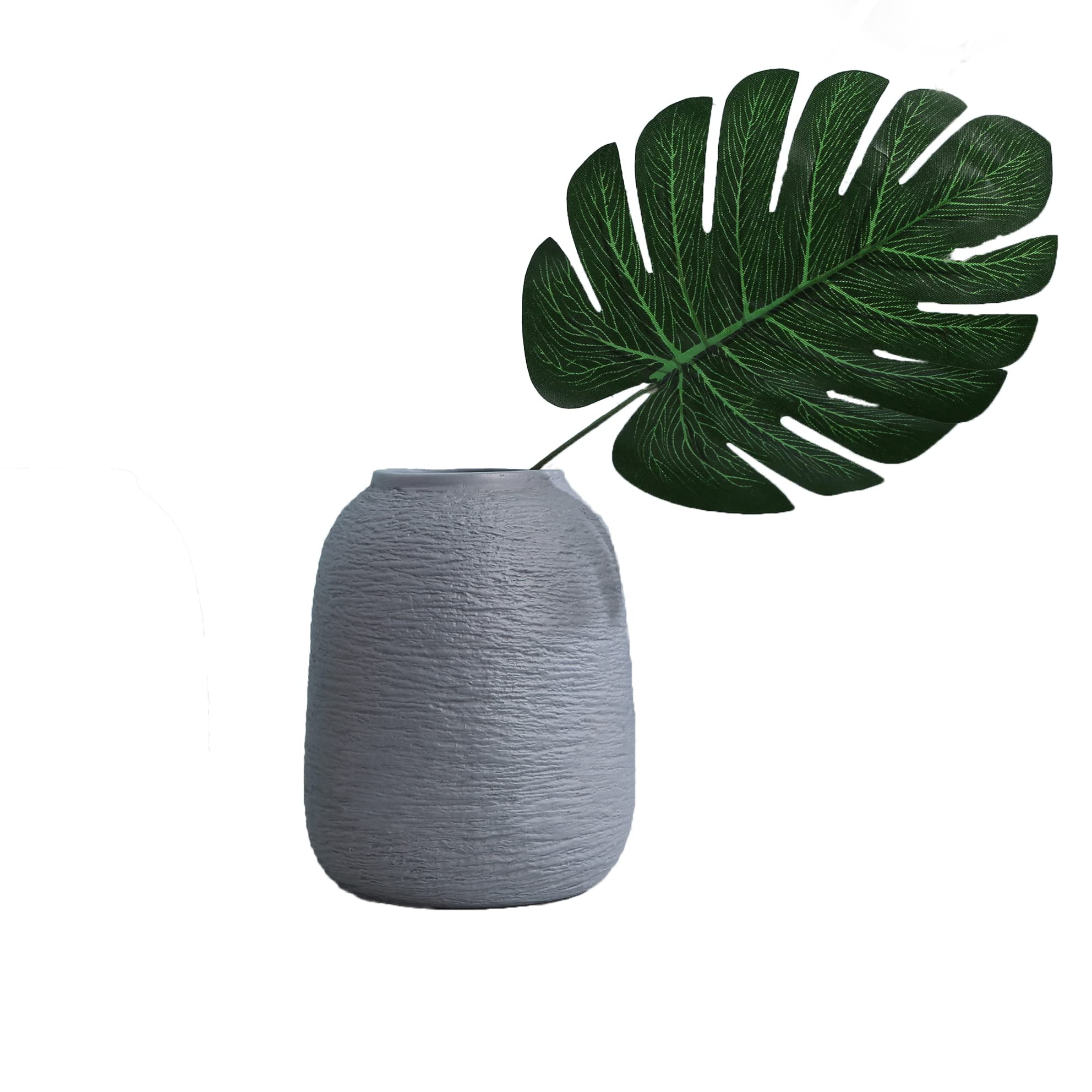 Textured Grey Ceramic Vases - Modern Home Decor for Living Room, Bedroom & Office | Perfect Christmas, Independence Day & Holiday Decoration Gift (ZJ Gray)
