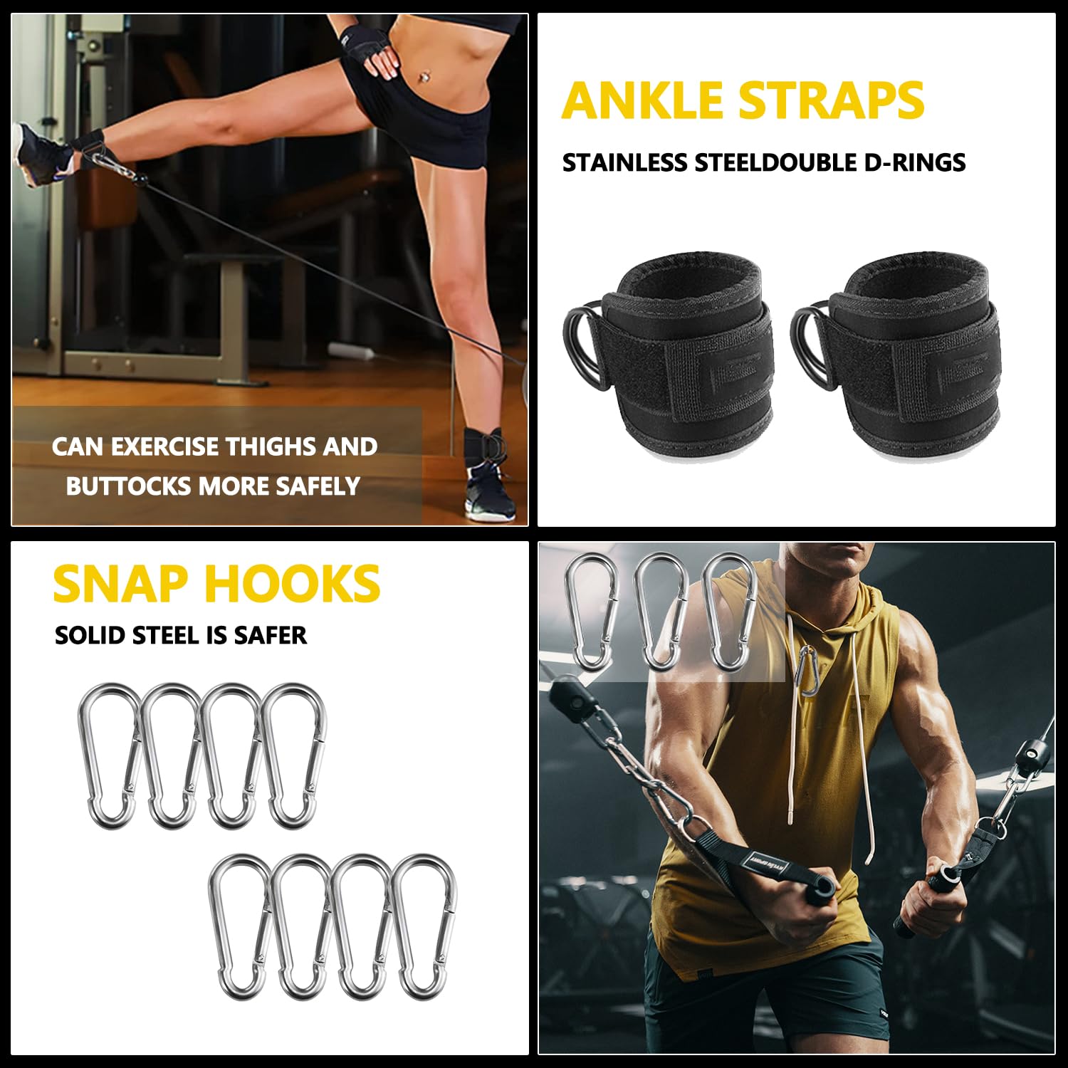 Heavy Duty Tricep Press Down & LAT Pulldown Cable Machine Attachments - Premium Home Gym Accessories for Strength Training & Muscle Building - Perfect for Triceps Workouts, Back Exercises & Full-Body Fitness Routines