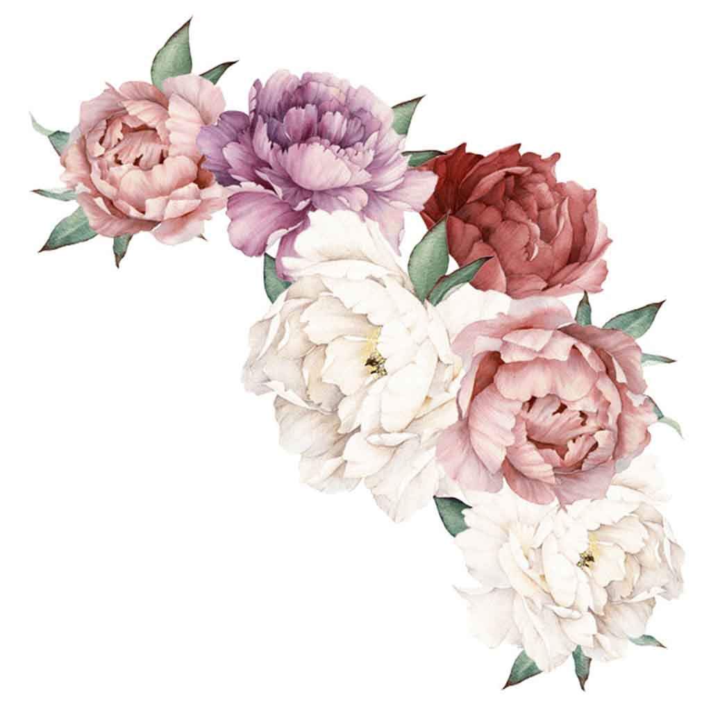 Celendi Kids Room Wall Decals - Peony & Rose Flower Nursery Decor Stickers, Home Gift Art for Bedroom, Living Room, and Playroom