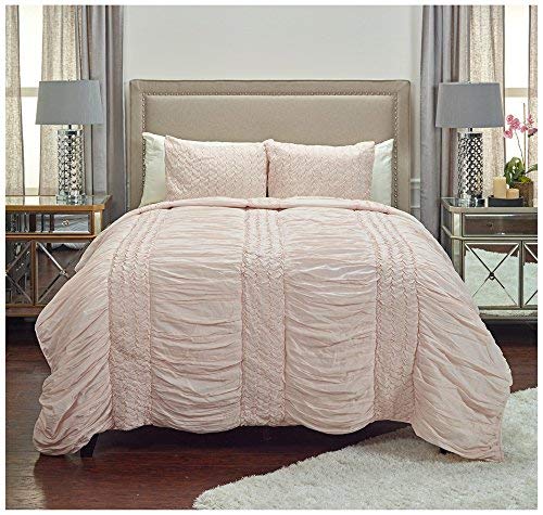 Rizzy Home BT3141 Pink Solid Textured Polyester Quilt - 90