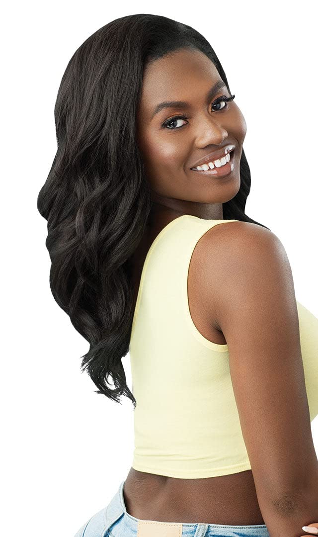 Outre Converti Cap Deluxe Heat Resistant Fiber Wig Cap - Lays Flat, High Tex ROSEY WAVES (1B) for Protective Styling & Everyday Wear