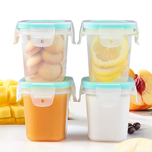 Matyz 4-Pack 4oz BPA-Free Baby Food Storage Containers with Lids - Freezer Safe, Stackable & Leak-Proof Mint Green Containers for Solid Foods - Perfect for Homemade Baby Food, Meal Prep, On-the-Go Feeding & Daycare Use