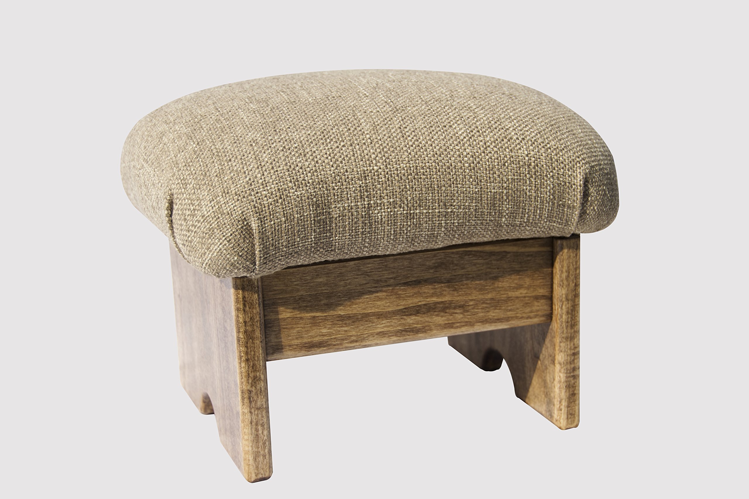Premium Mini Padded Foot Stool - 9 Inch Height, Handmade in USA, Desert Sand & Walnut Stain Finish - Perfect for Living Room, Office, Nursery & Bedroom Comfort